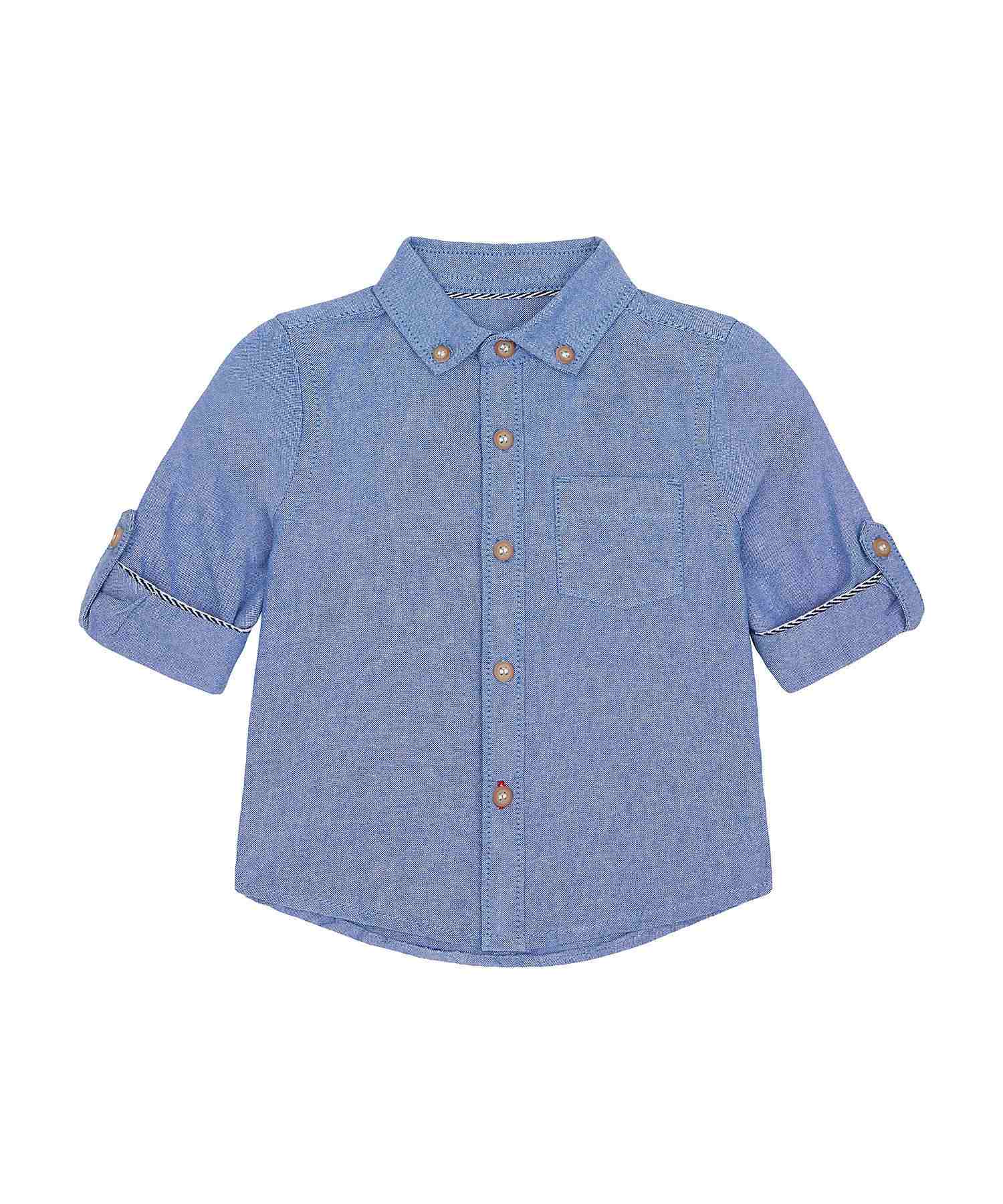 Mothercare Boys 100% Cotton Full Sleeves Shirts - Blue