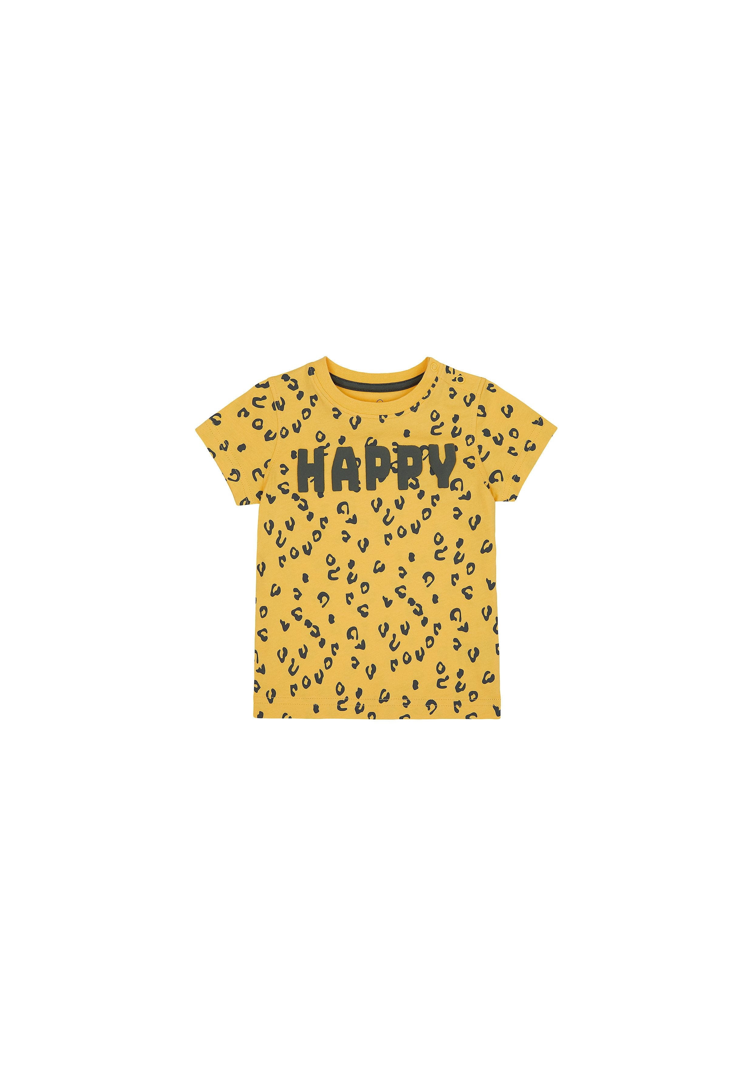 Mothercare | Boys Half Sleeves T-Shirt Textured Print - Yellow 0