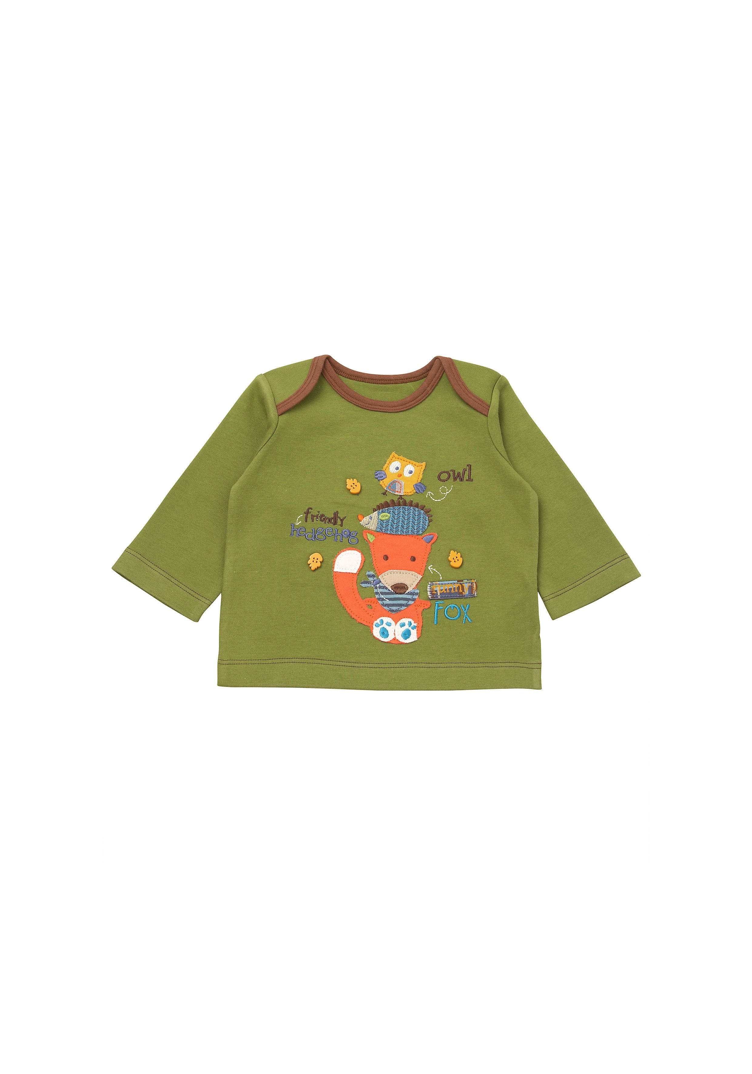 Mothercare | Boys Full Sleeves T-Shirt Animal Patchwork - Green 0
