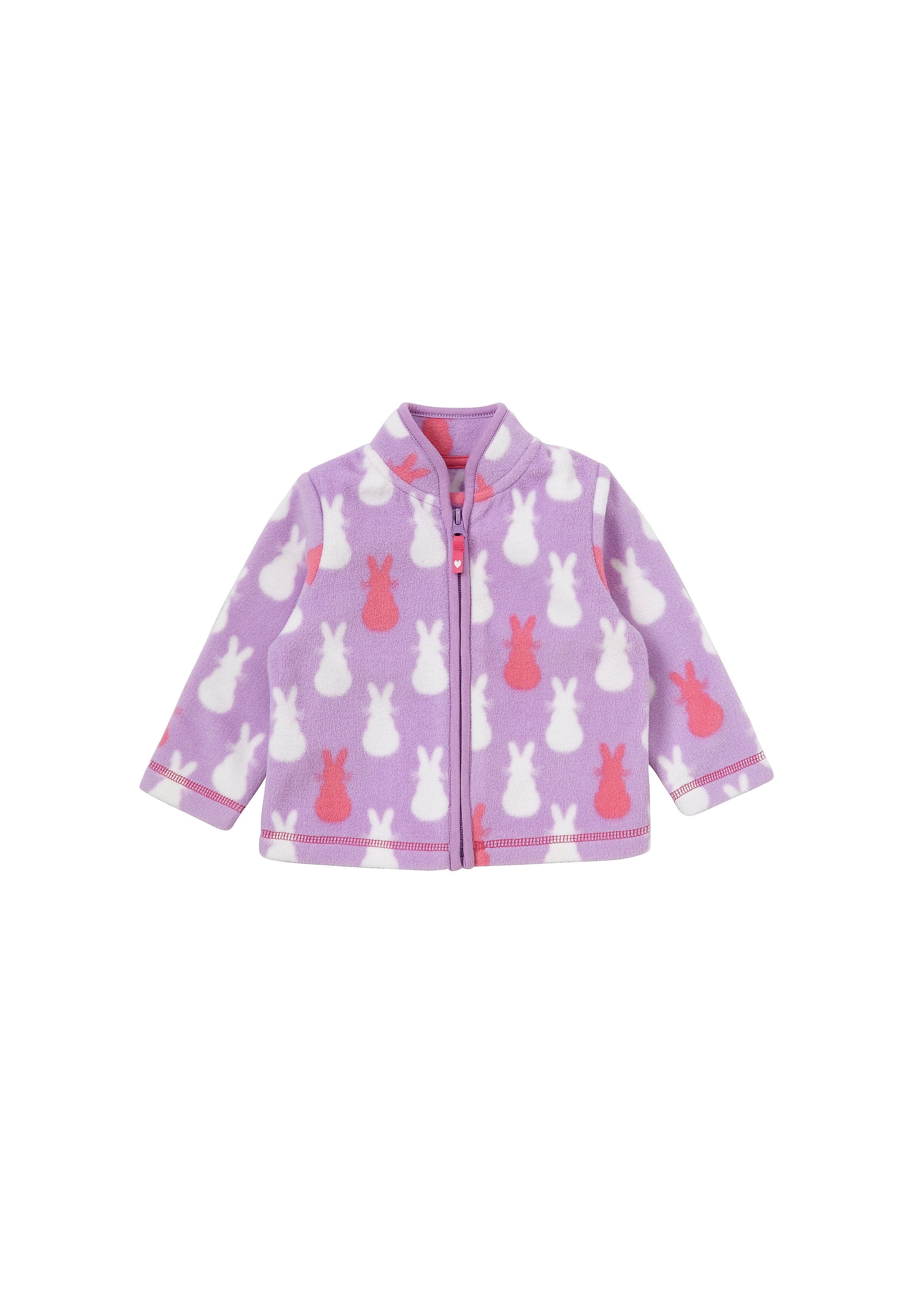 Mothercare | Girls Full Sleeves Fleece Jacket Bunny Design - Purple 0