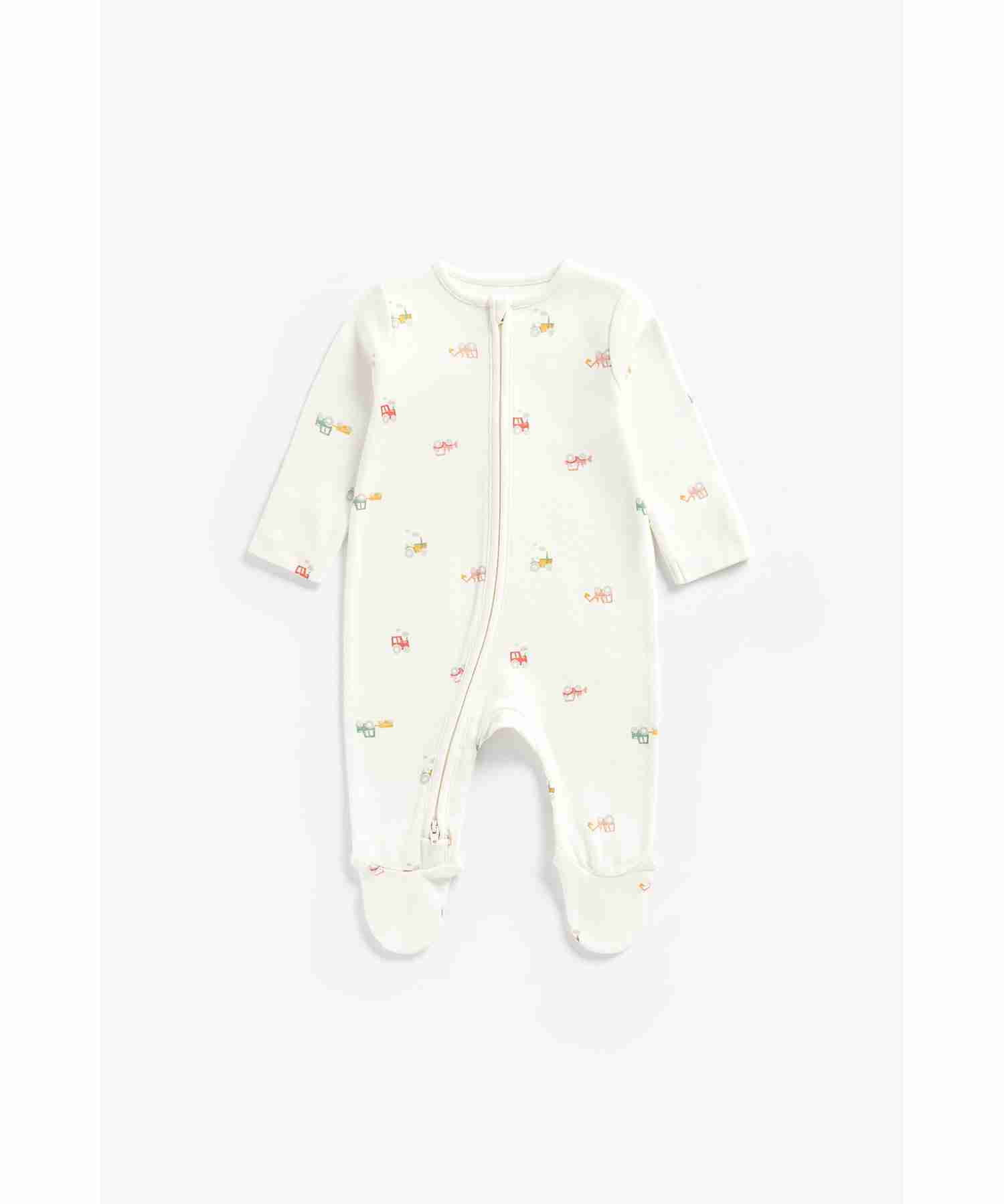 Mothercare Boys 100% Cotton Full Sleeves Sleepsuit - White