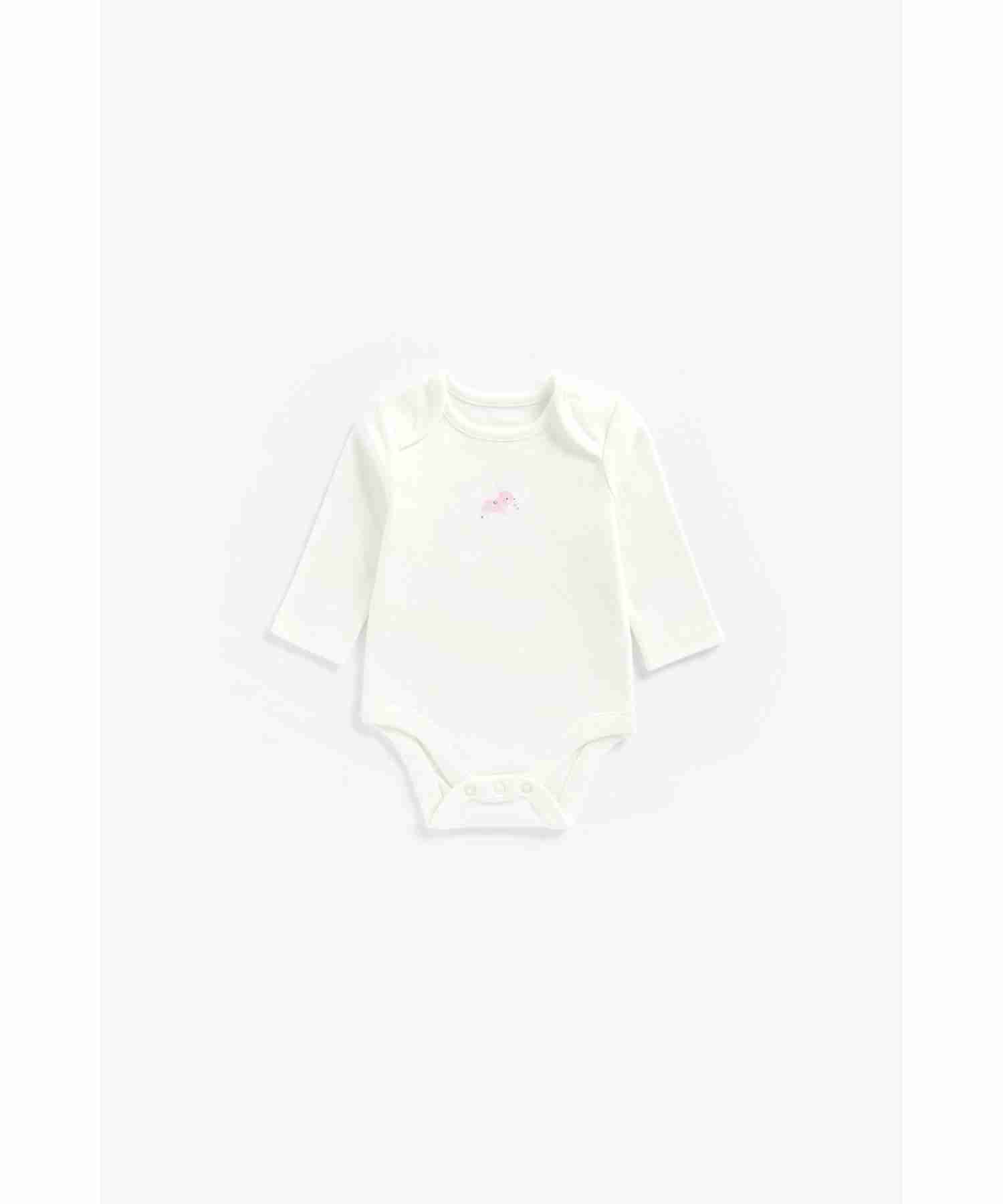 Mothercare Girls 100% Cotton Full Sleeves Bodysuit - Pack of 5 - Multicolor