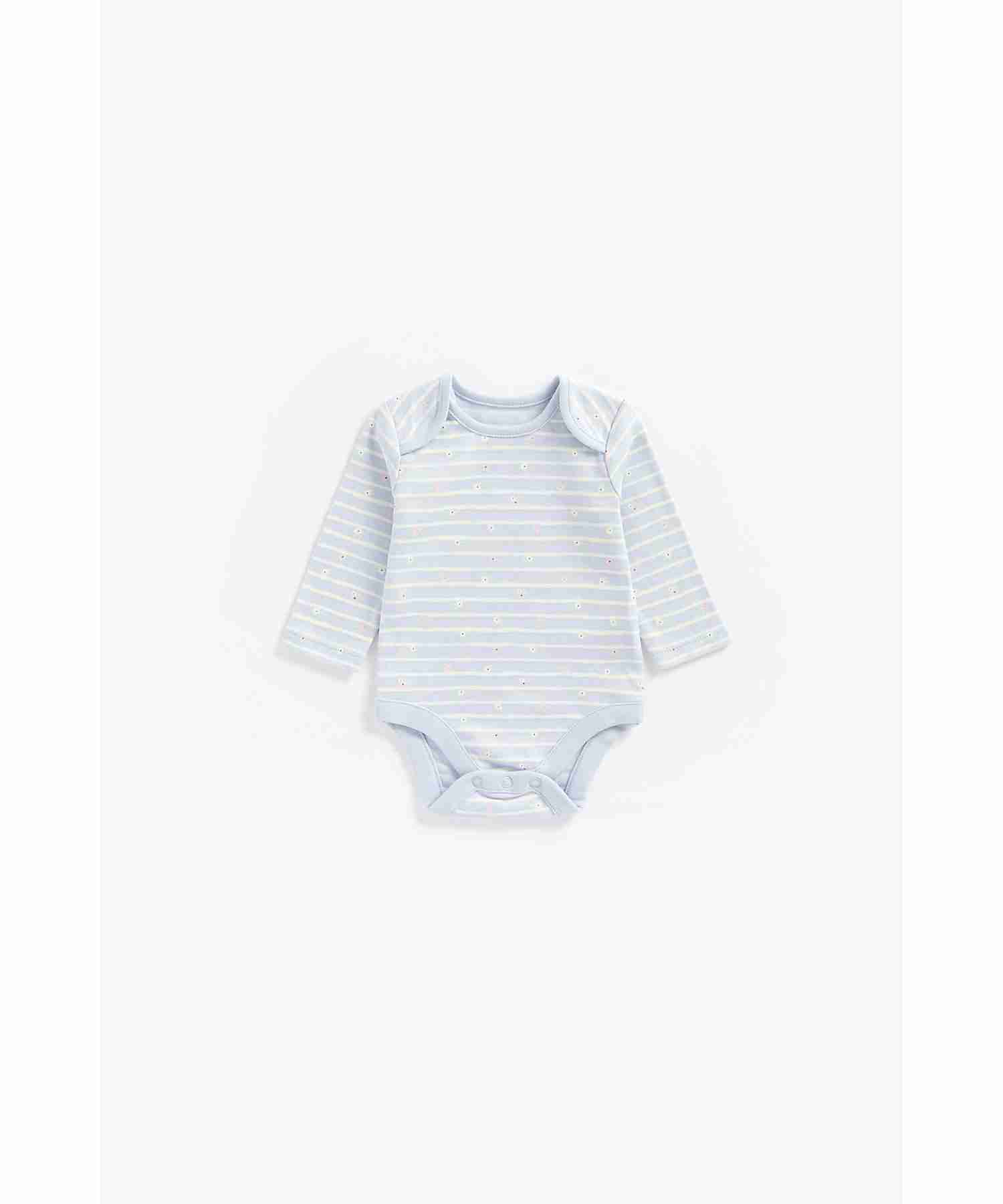 Mothercare Girls 100% Cotton Full Sleeves Bodysuit - Pack of 5 - Multicolor