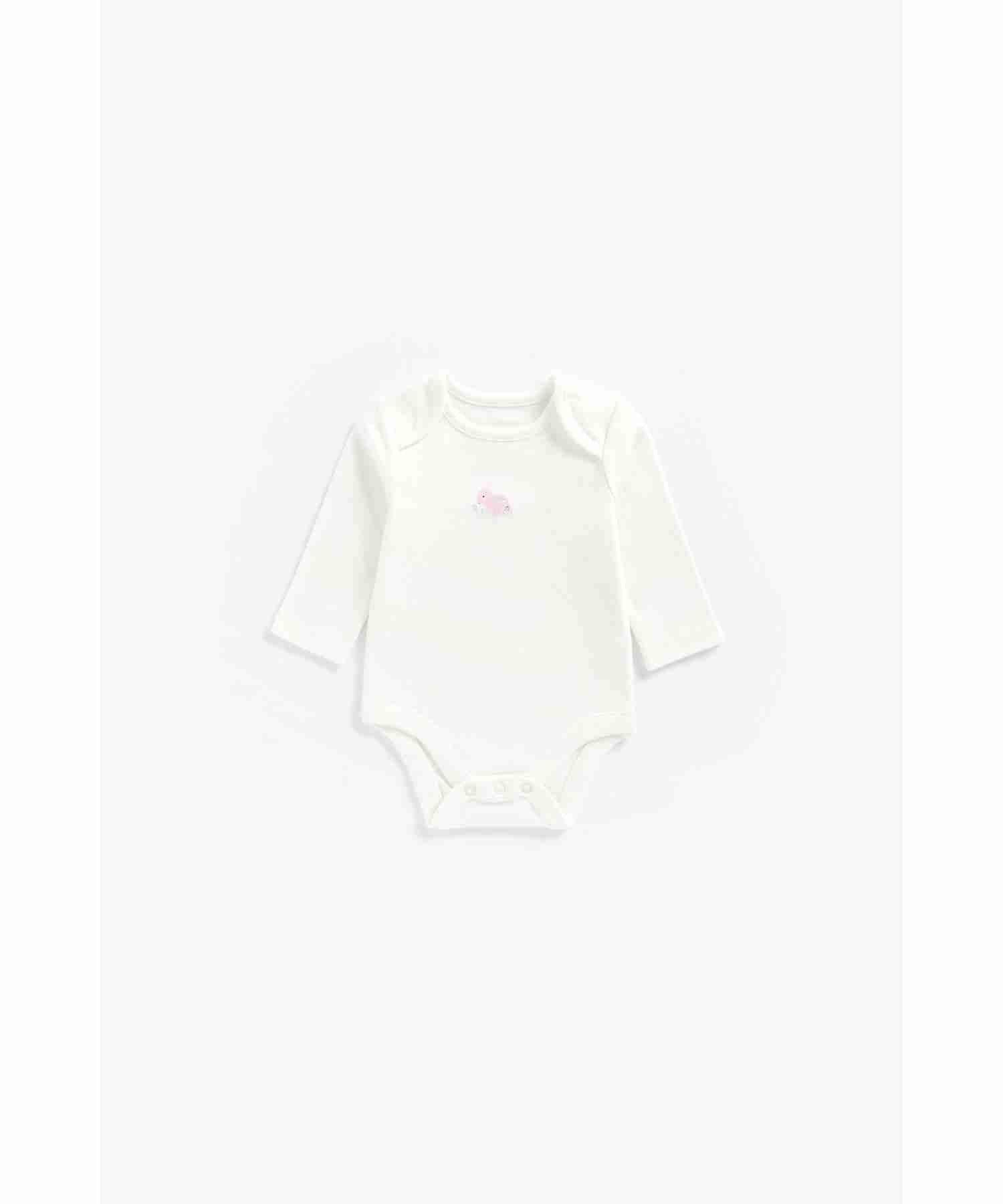 Mothercare Girls 100% Cotton Full Sleeves Bodysuit - Pack of 5 - Multicolor