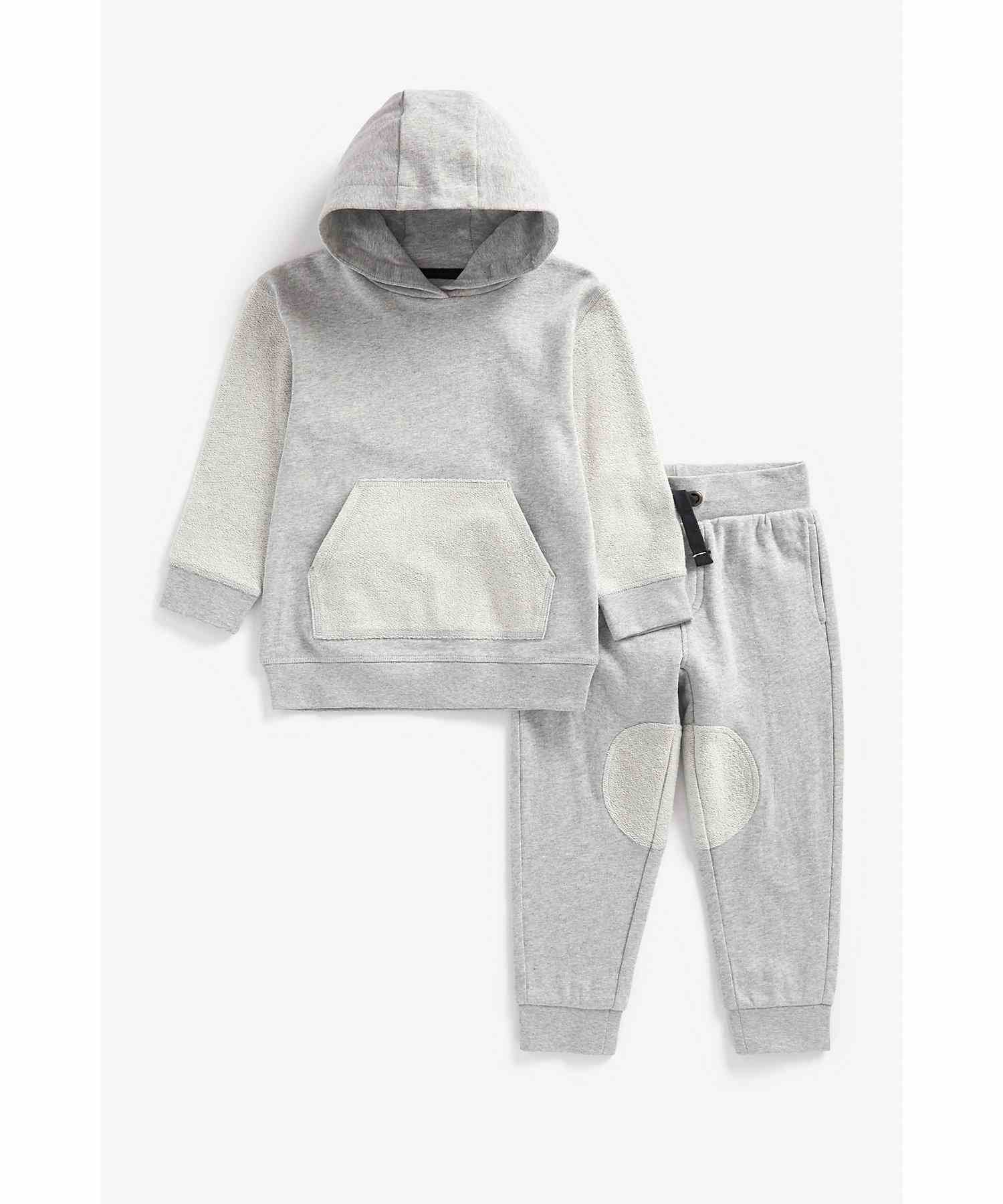 Mothercare Boys Full Sleeves Jogger and Hoodie Set - Grey