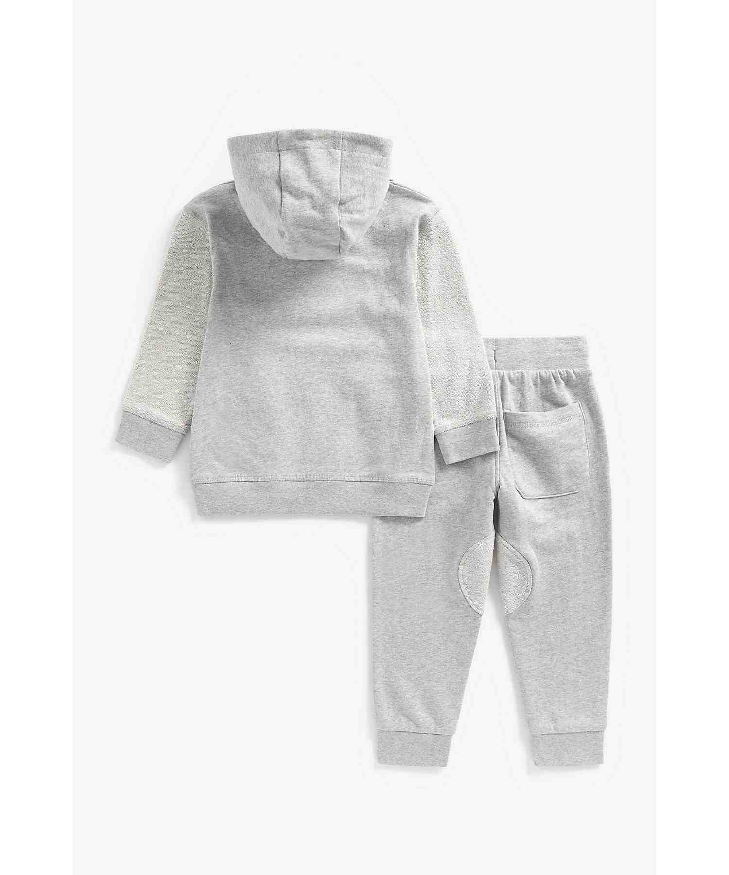 Mothercare Boys Full Sleeves Jogger and Hoodie Set - Grey