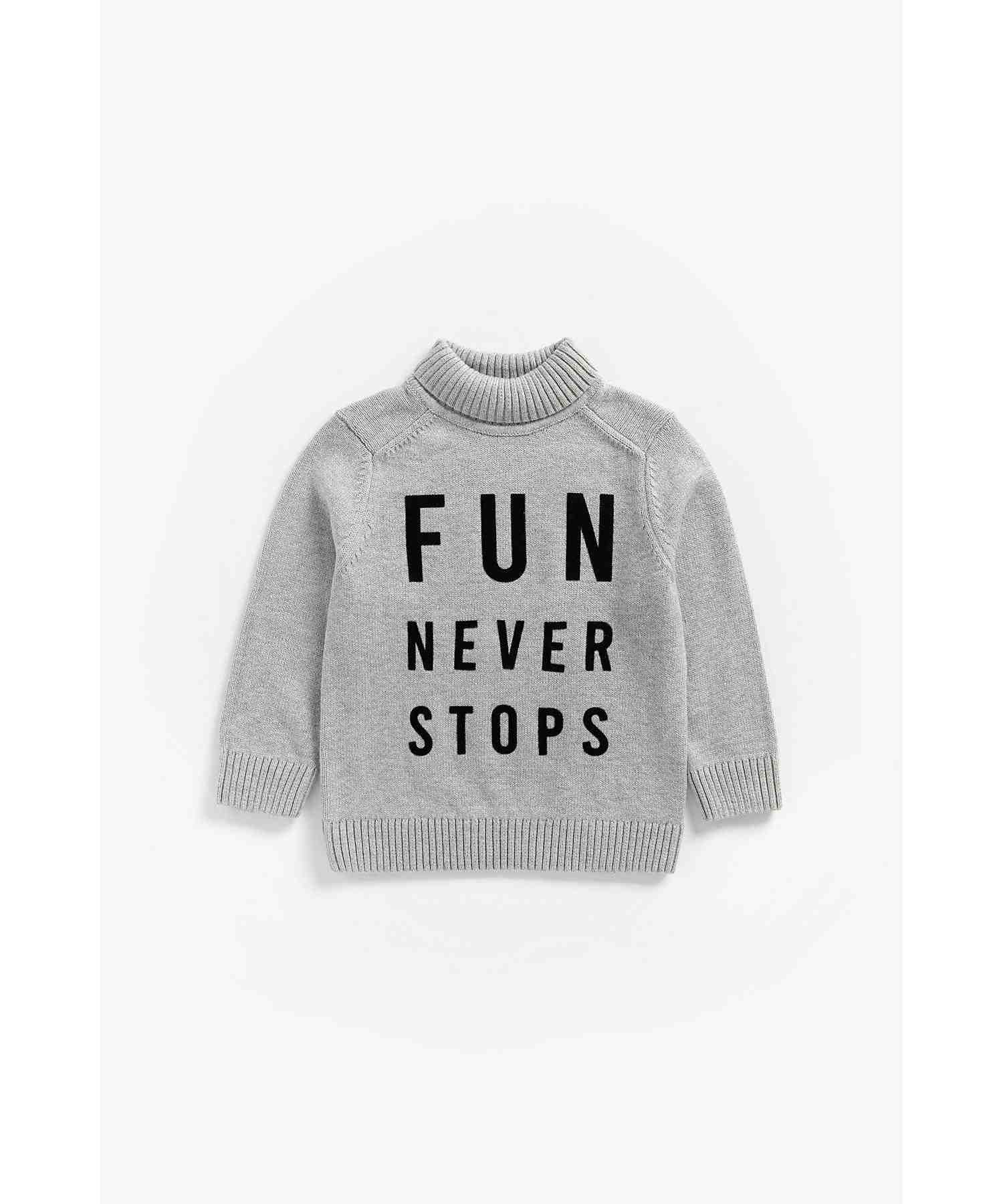 Mothercare Boys 100% Cotton Full Sleeves Sweater - Grey
