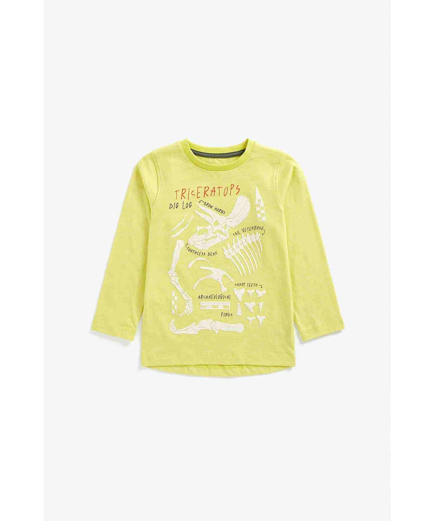 Mothercare | Boys Full Sleeves T-Shirt Dino Print - Yellow 0