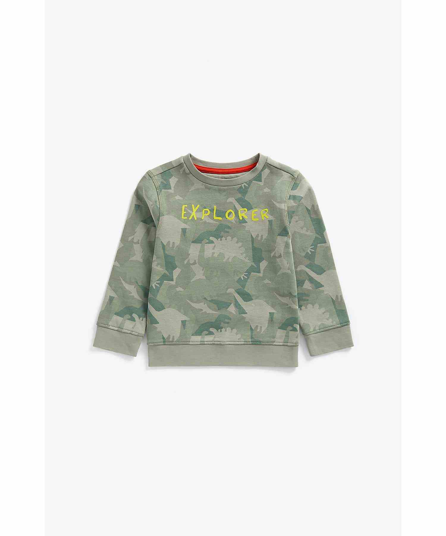 Mothercare Boys 100% Cotton Full Sleeves Jogger and T-Shirt Set - Green