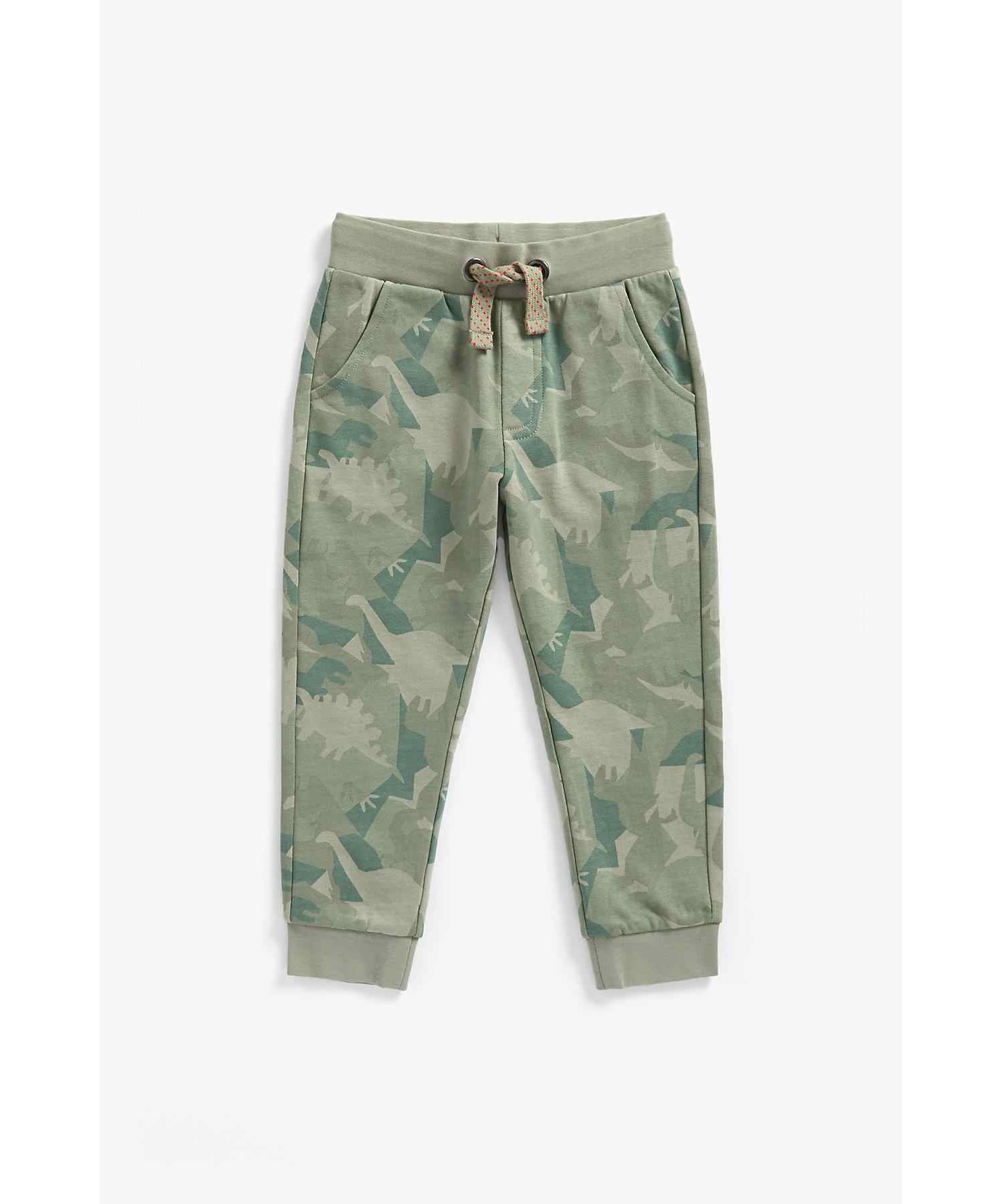Mothercare Boys 100% Cotton Full Sleeves Jogger and T-Shirt Set - Green