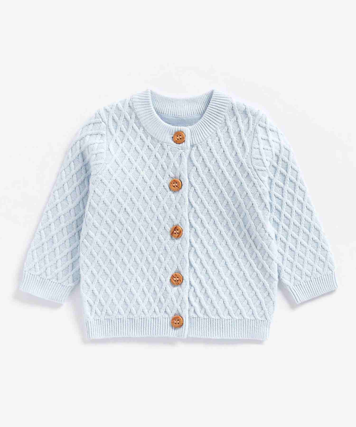 Mothercare Boys 100% Cotton Full Sleeves Sweater - Blue