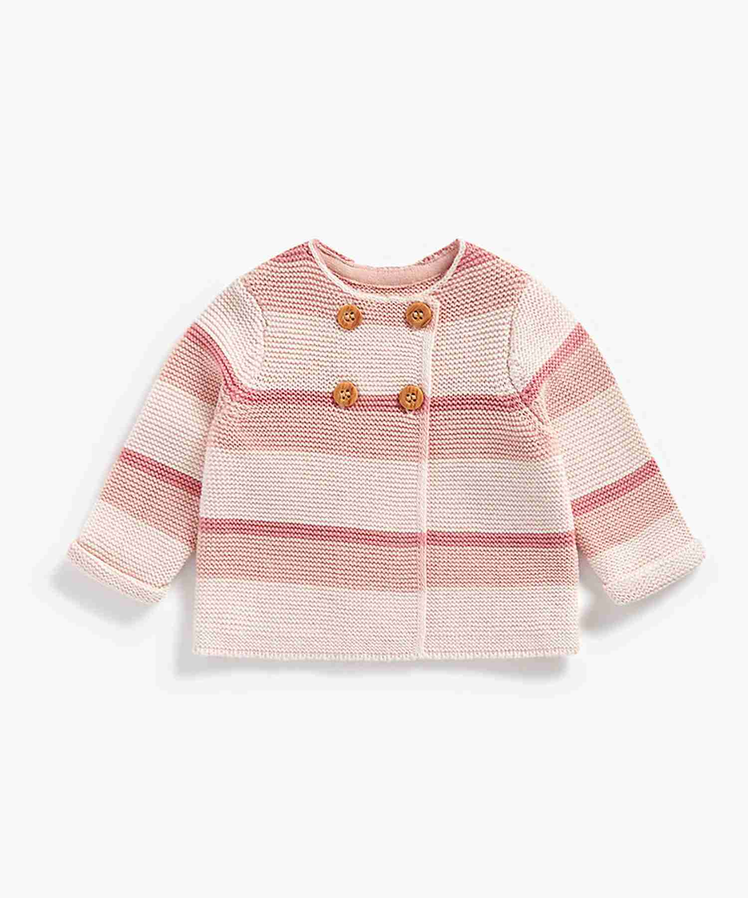 Mothercare Girls 100% Cotton Full Sleeves Sweater - Pink