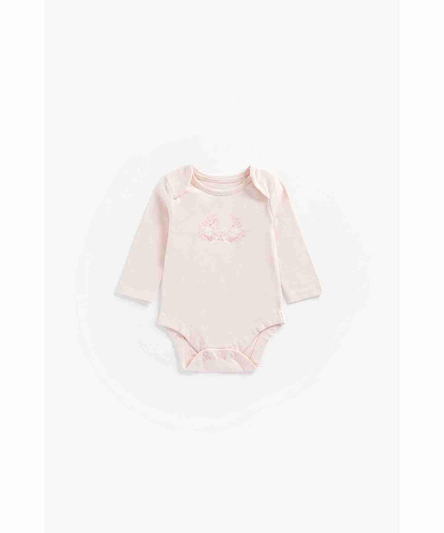 Mothercare Girls Full Sleeves Bodysuit - Pink