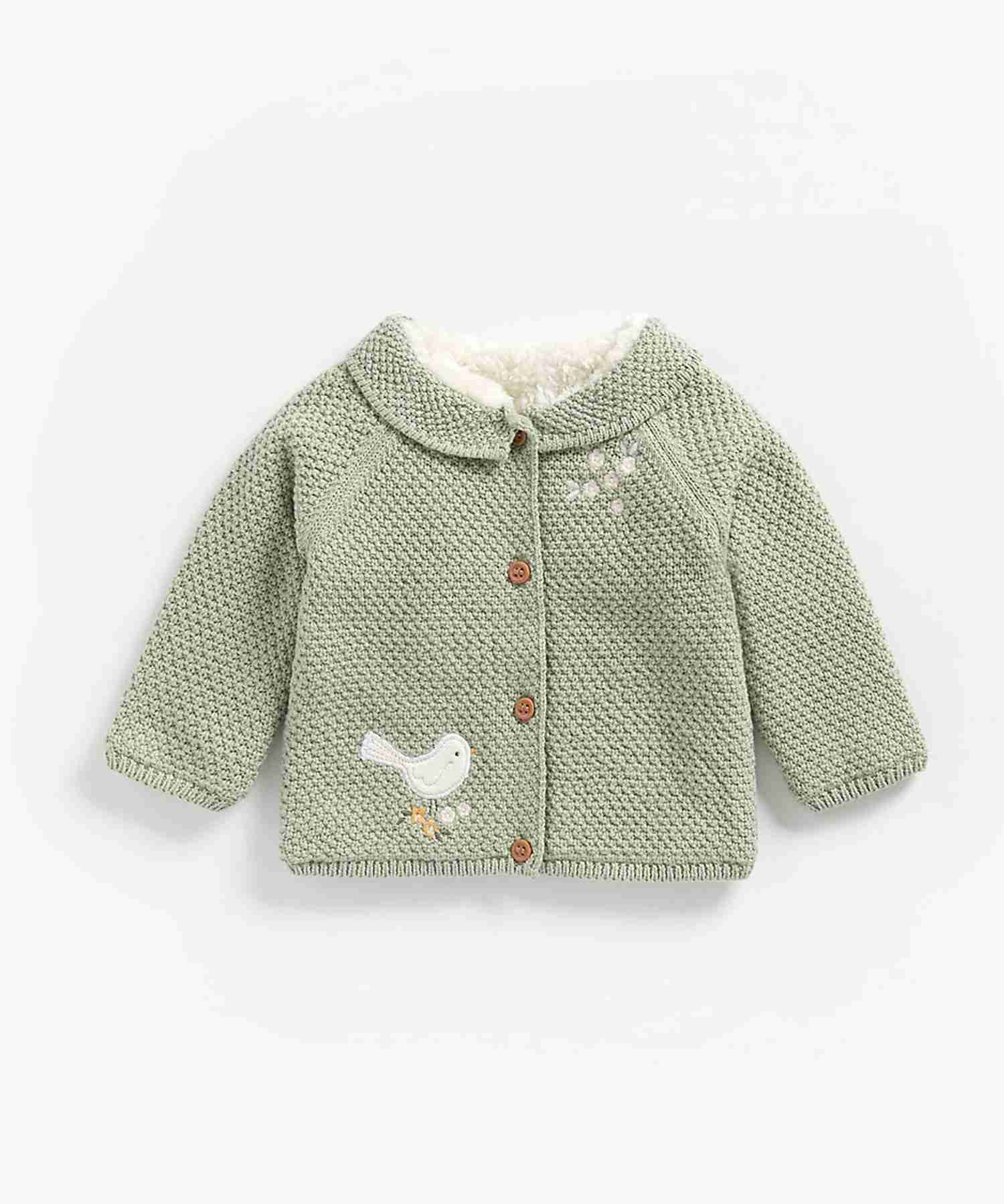 Mothercare Girls 100% Cotton Full Sleeves Sweater - Green