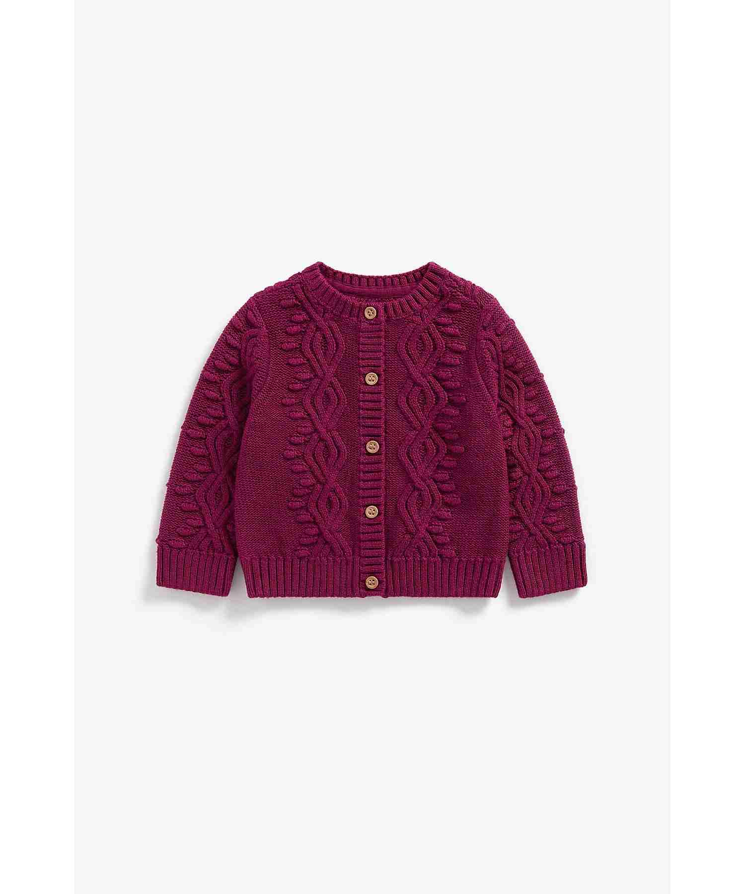 Burgundy cardigan baby girl top