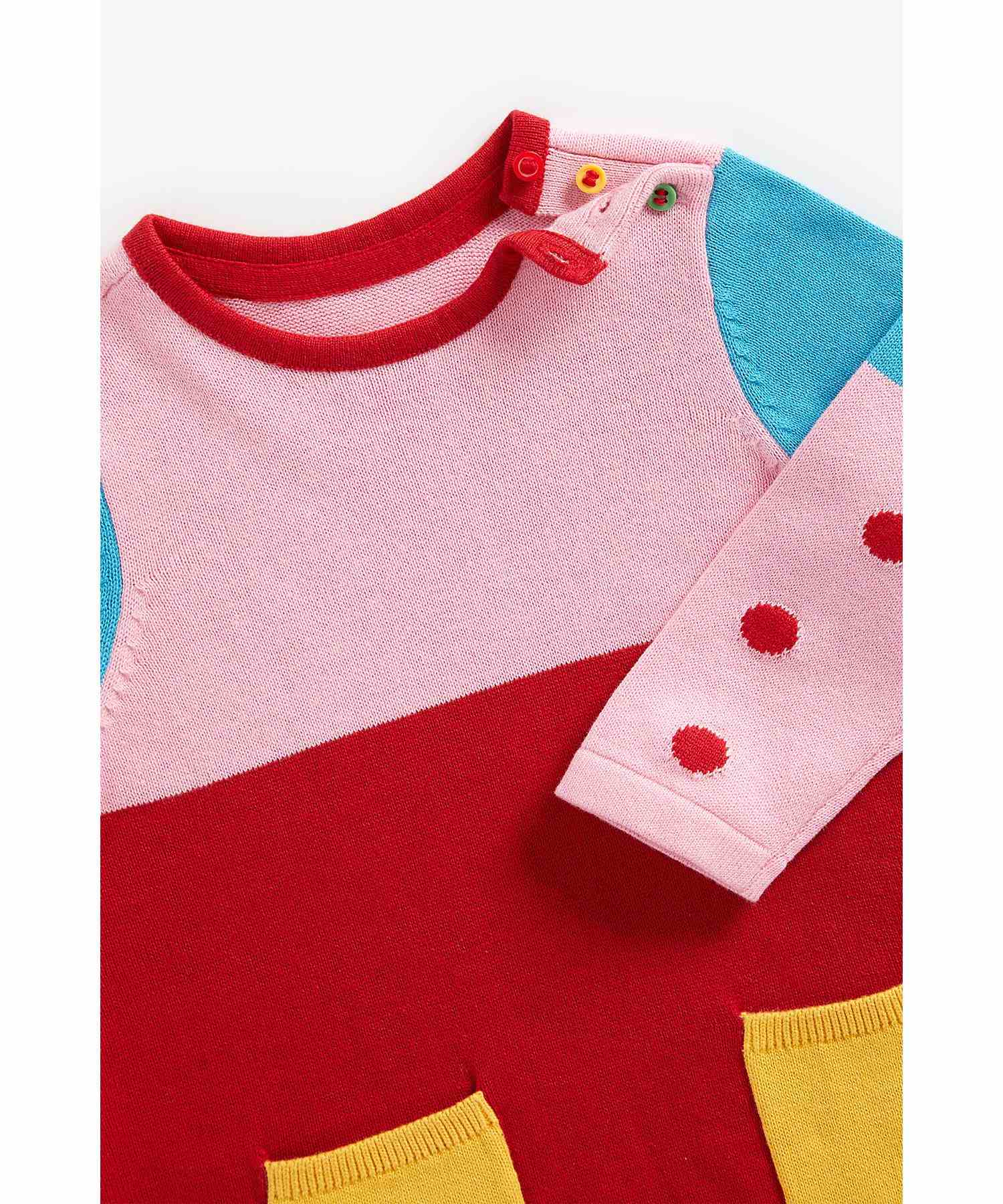Mothercare Girls 100% Cotton Full Sleeves Dress - Multicolor