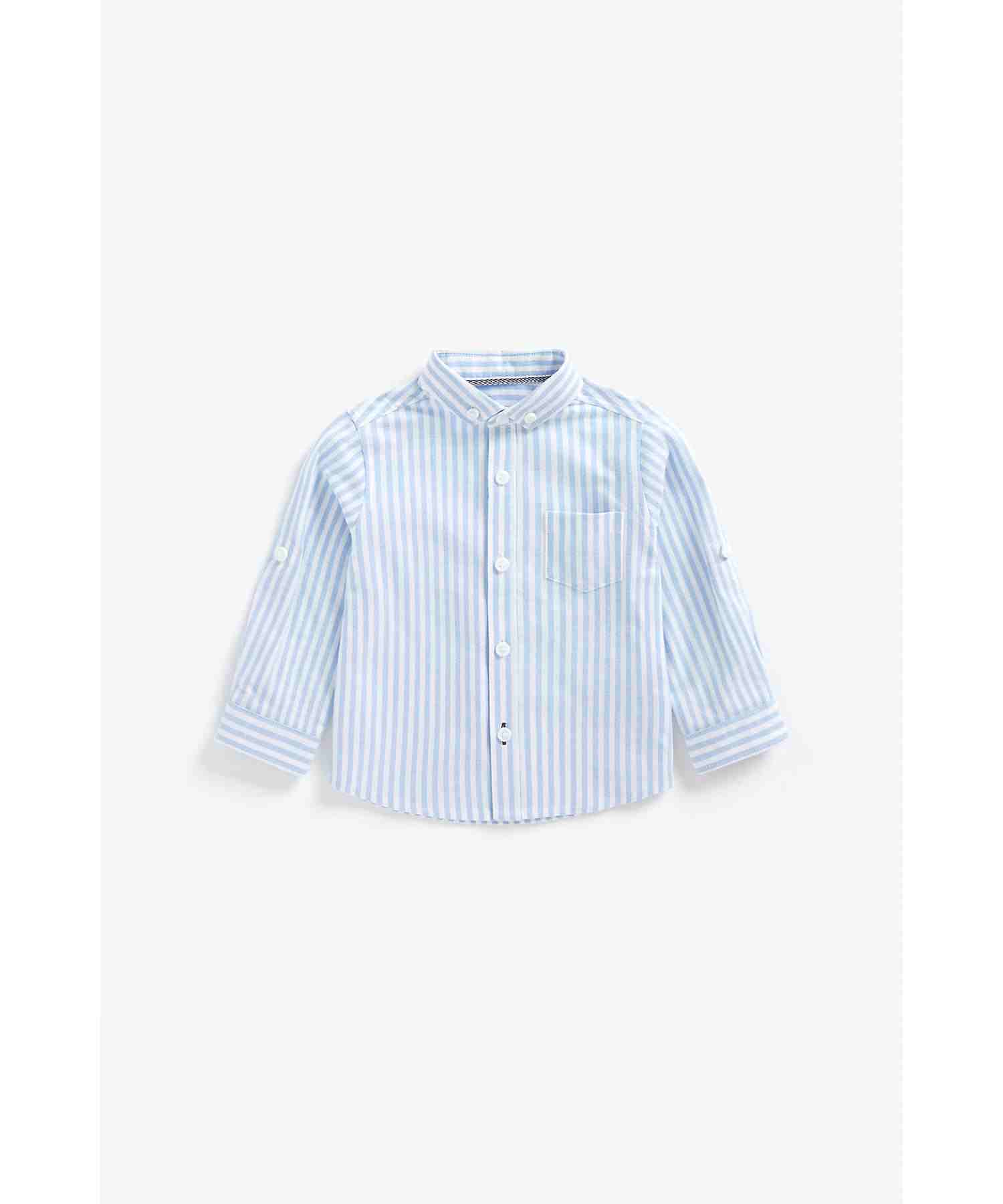 Mothercare Boys 100% Cotton Full Sleeves Shirt - Blue