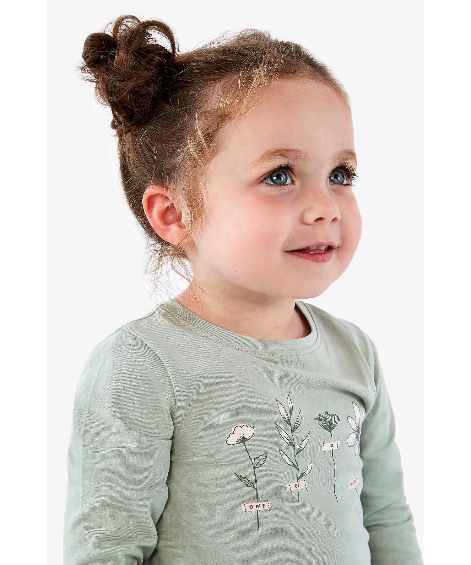 Mothercare Girls 100% Cotton Full Sleeves T-Shirt - Green