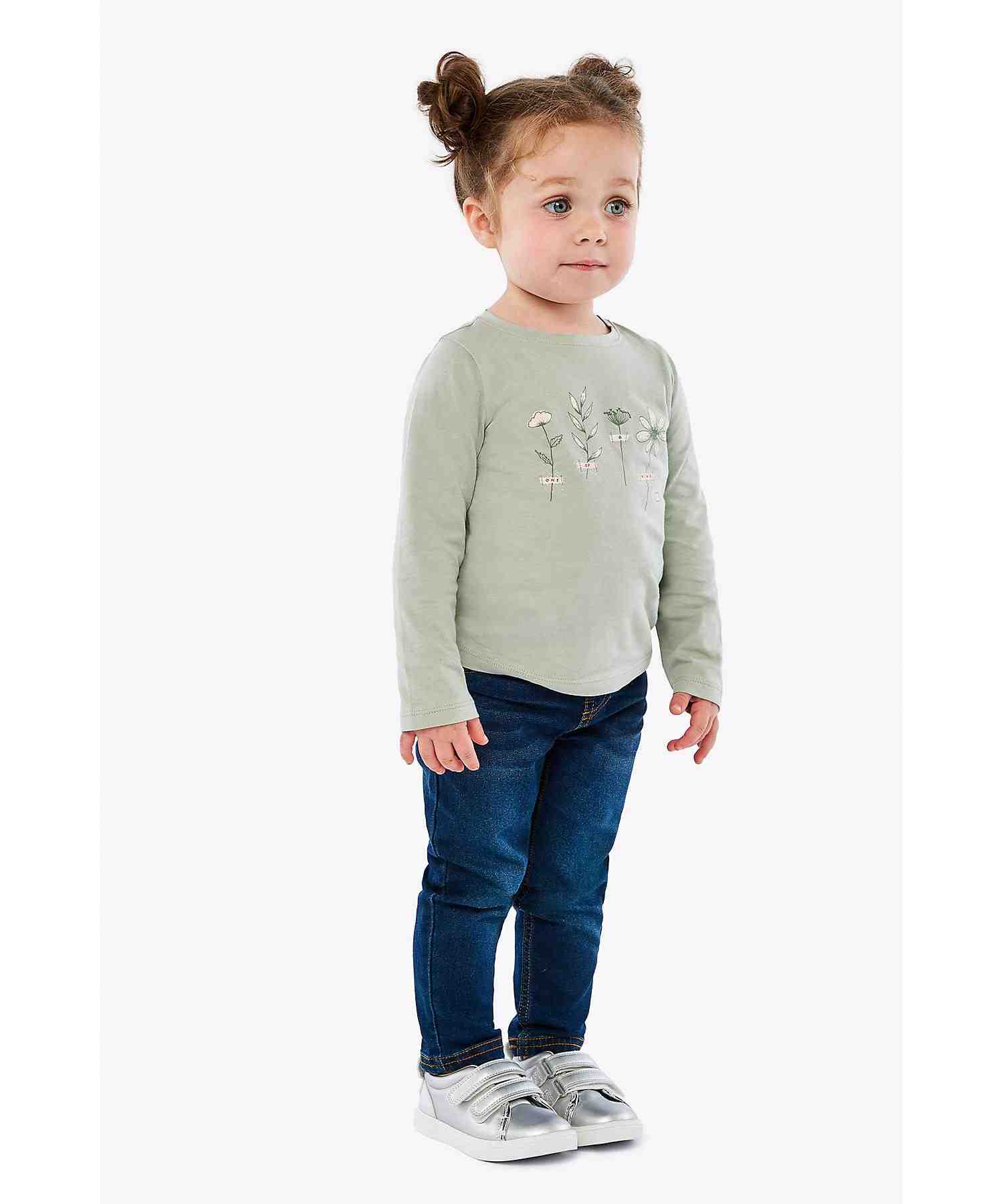 Mothercare Girls 100% Cotton Full Sleeves T-Shirt - Green