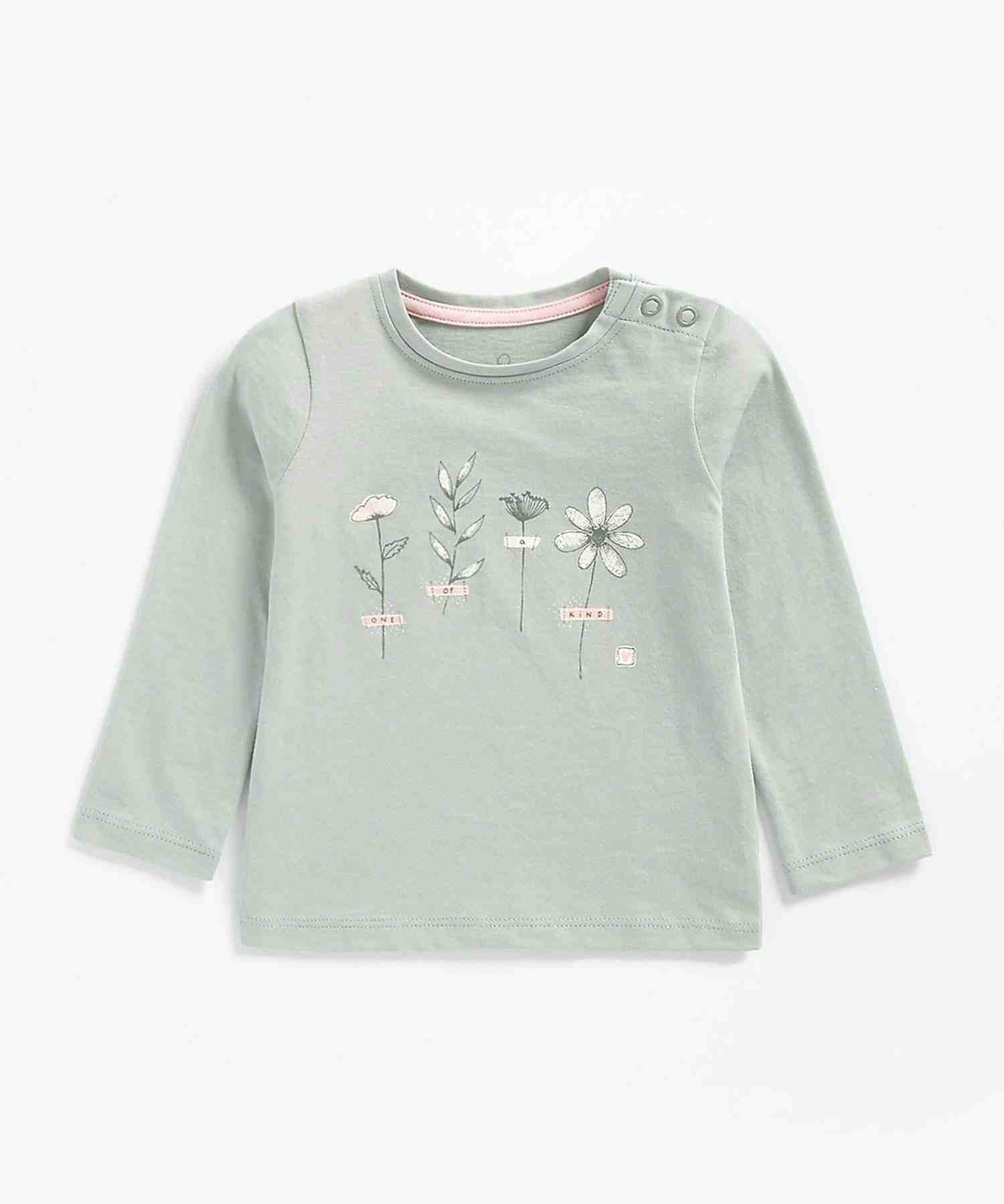 Mothercare Girls 100% Cotton Full Sleeves T-Shirt - Green