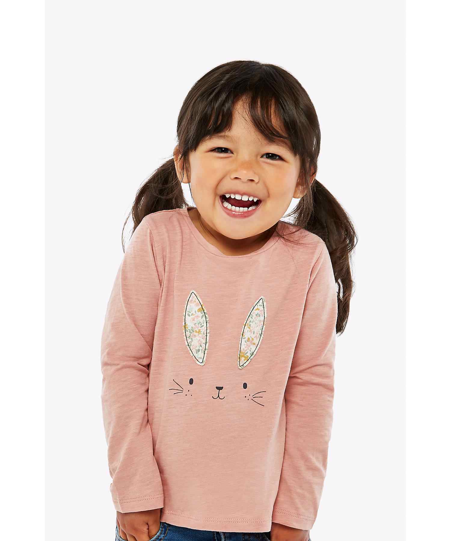 Mothercare Girls 100% Cotton Full Sleeves T-Shirt - Pink