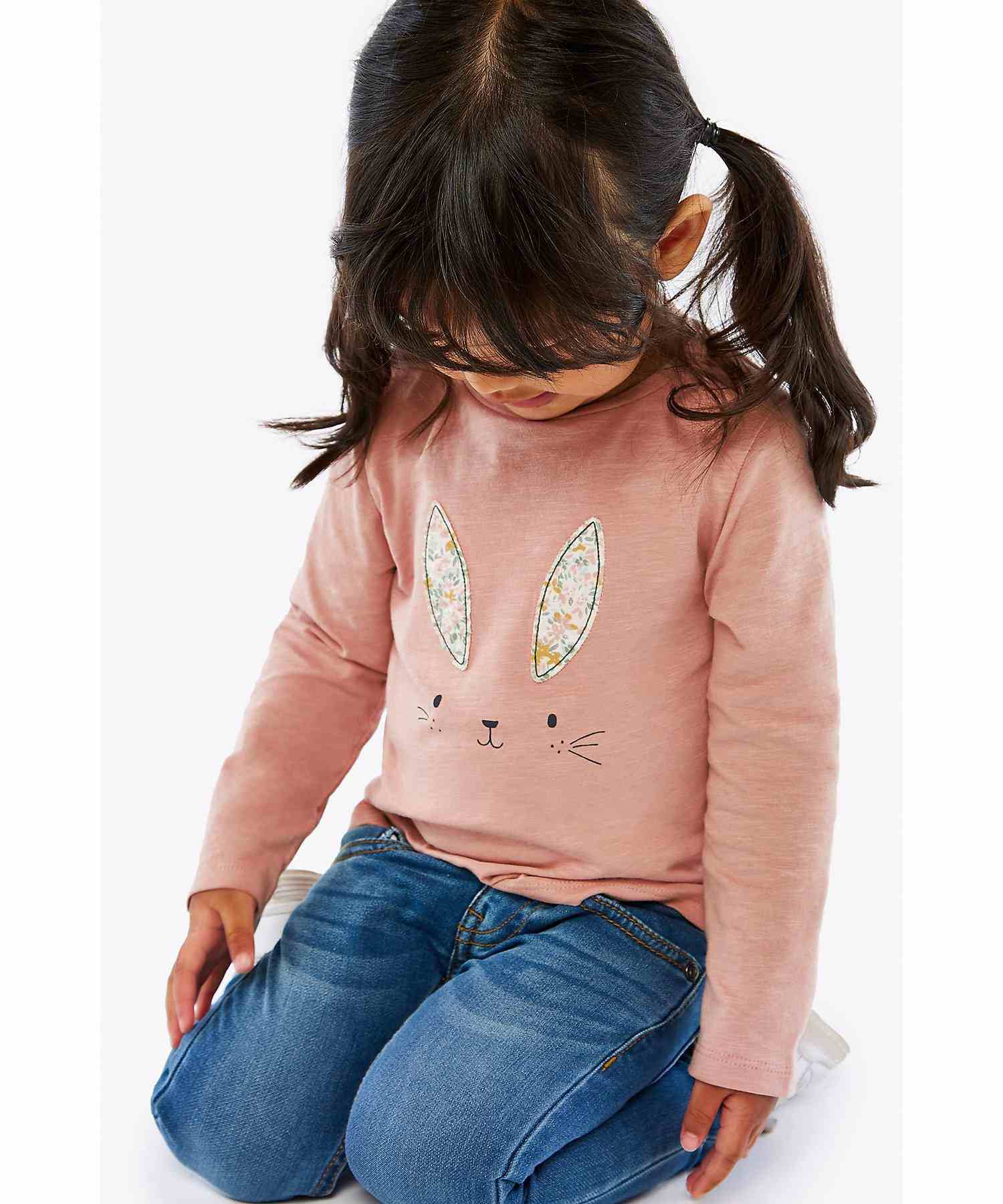 Mothercare Girls 100% Cotton Full Sleeves T-Shirt - Pink