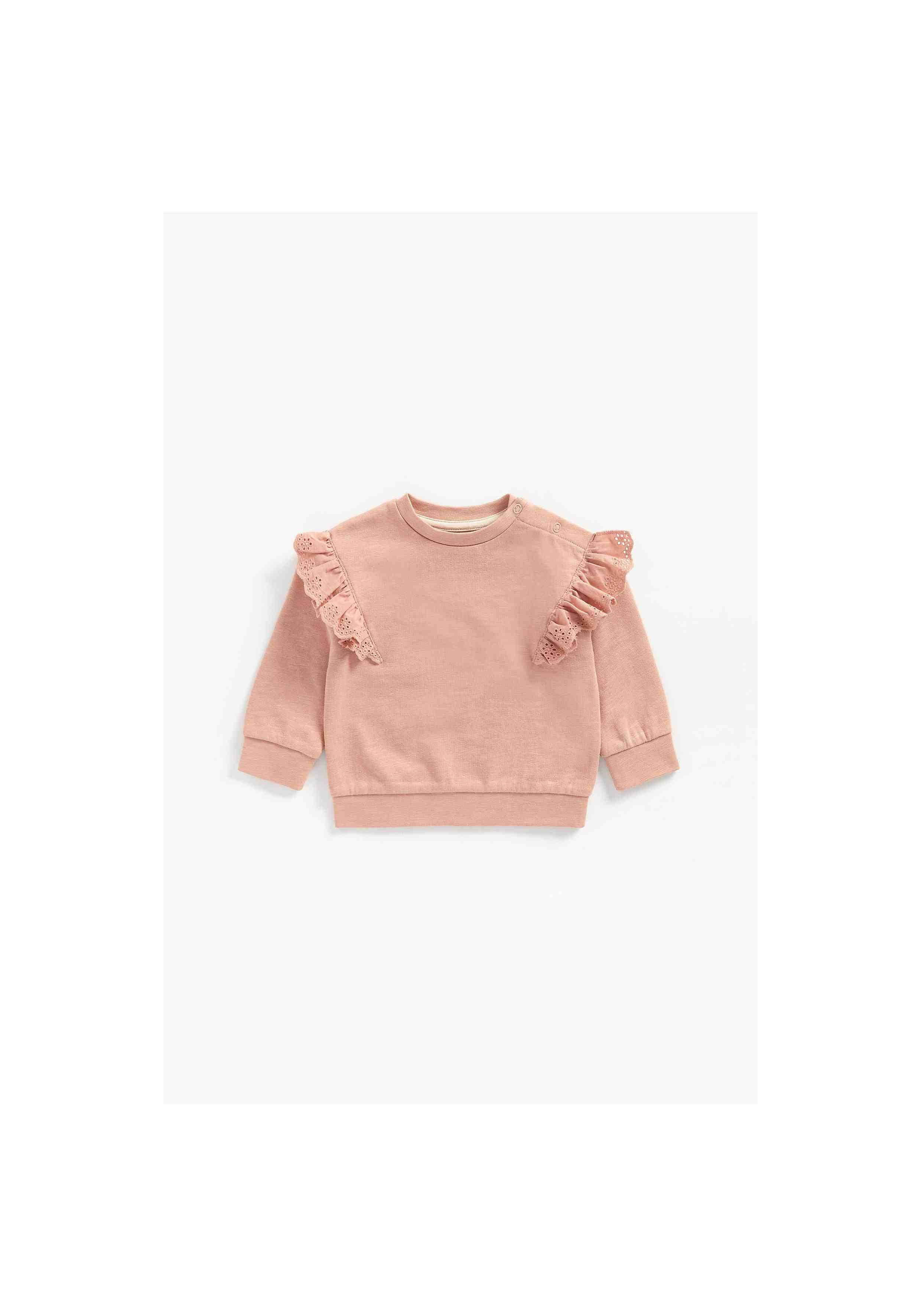 Mothercare Girls 100% Cotton Full Sleeves Sweatshirt - Pink
