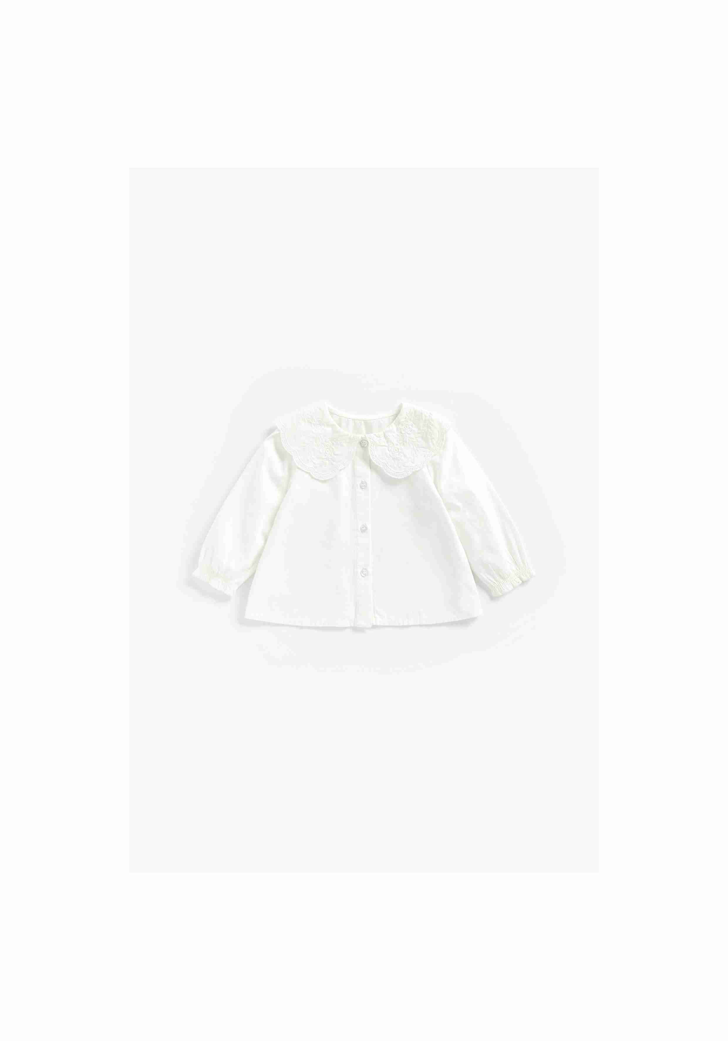 Mothercare Girls 100% Cotton Full Sleeves Top- White
