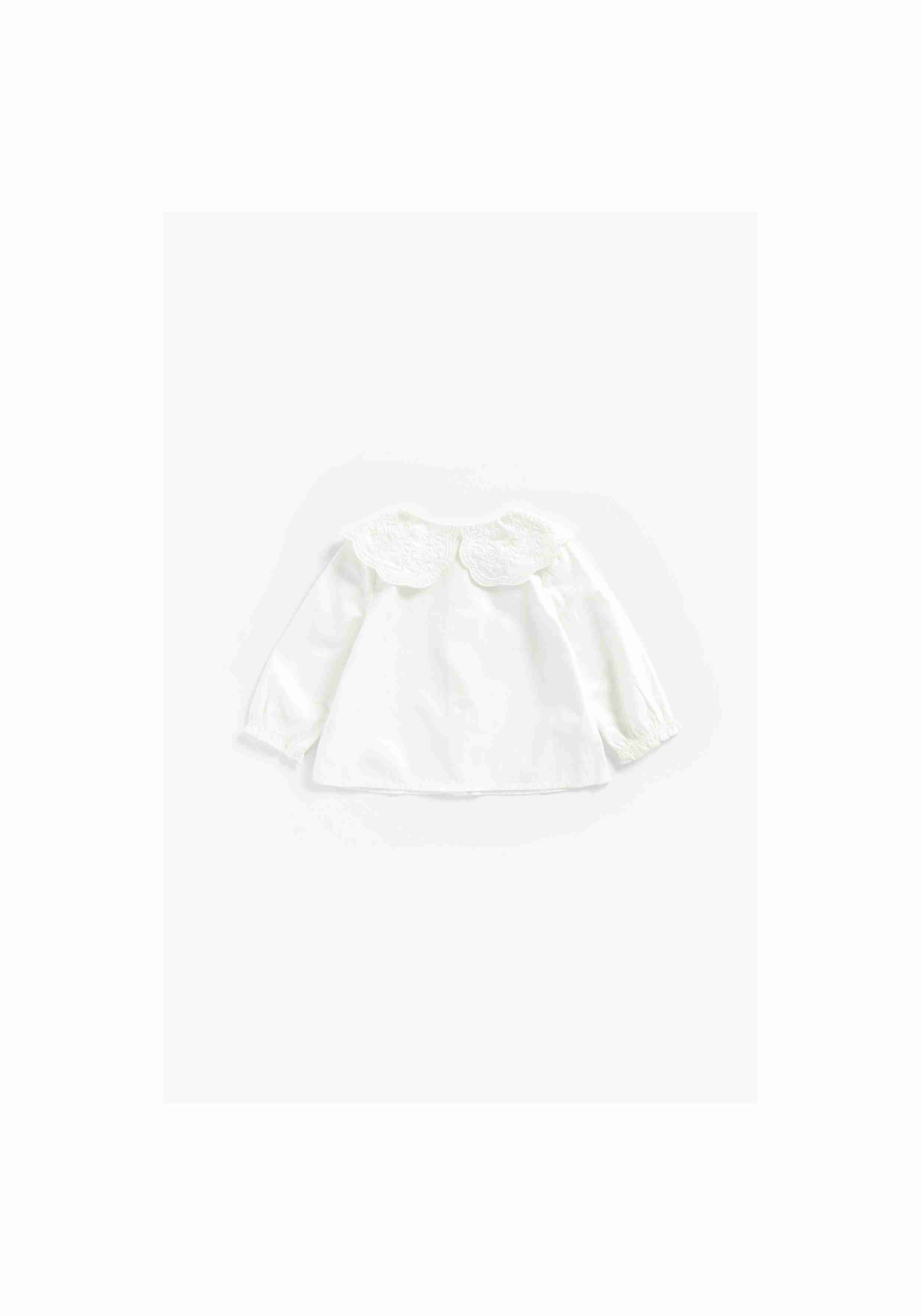 Mothercare Girls 100% Cotton Full Sleeves Top- White