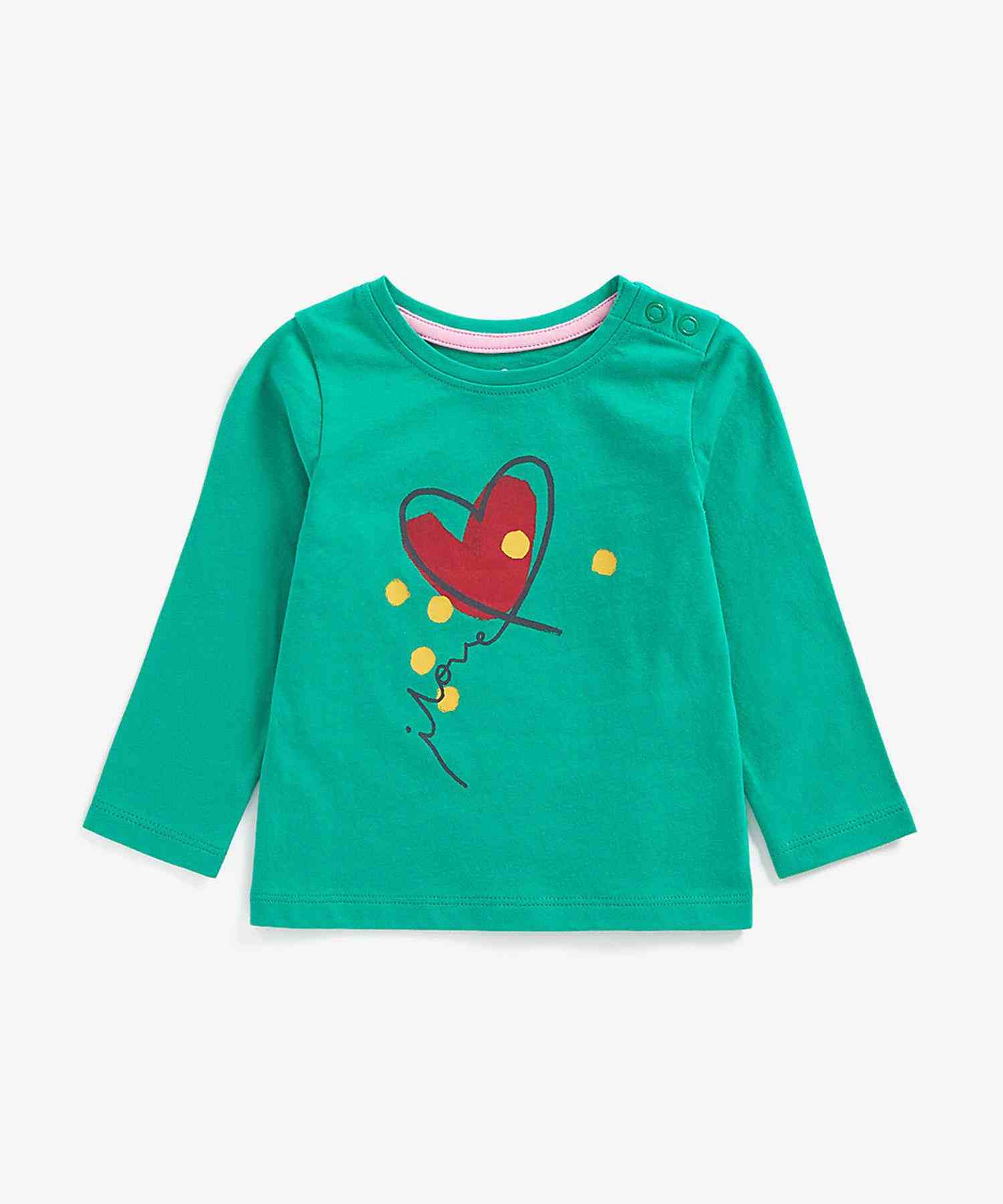 Mothercare Girls 100% Cotton Full Sleeves T-Shirt - Green