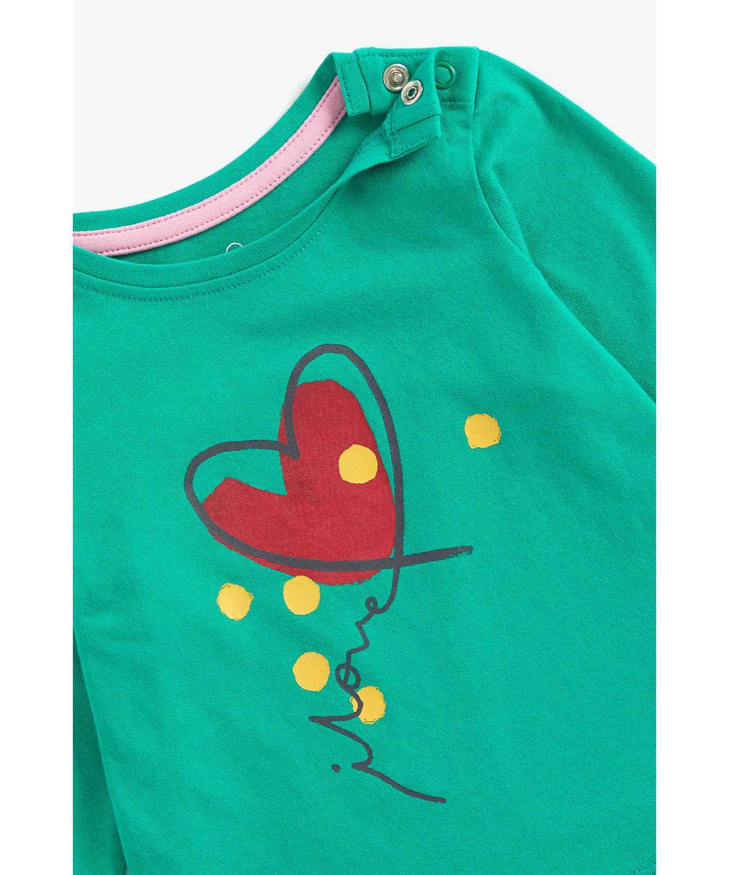Mothercare Girls 100% Cotton Full Sleeves T-Shirt - Green