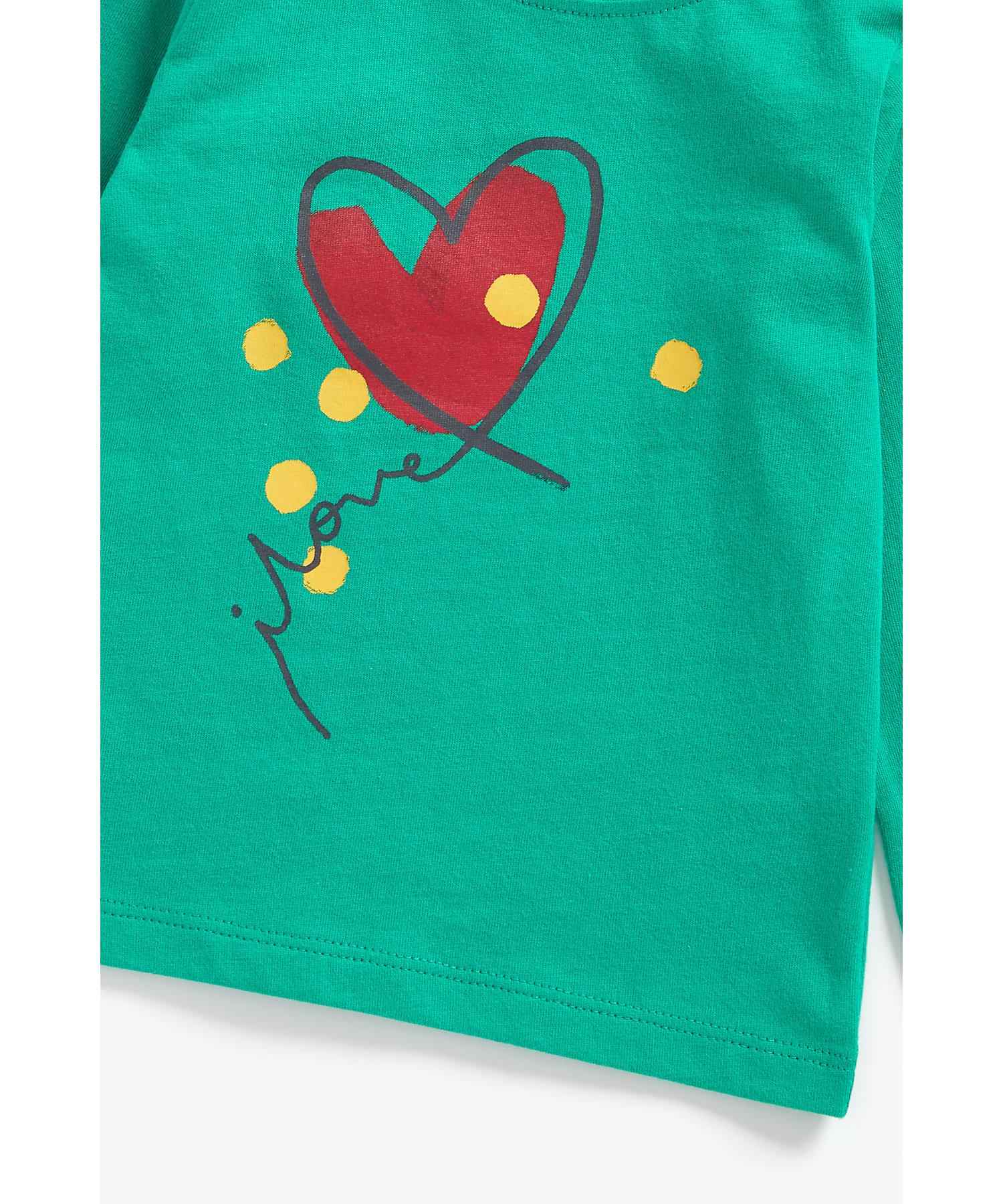 Mothercare Girls 100% Cotton Full Sleeves T-Shirt - Green