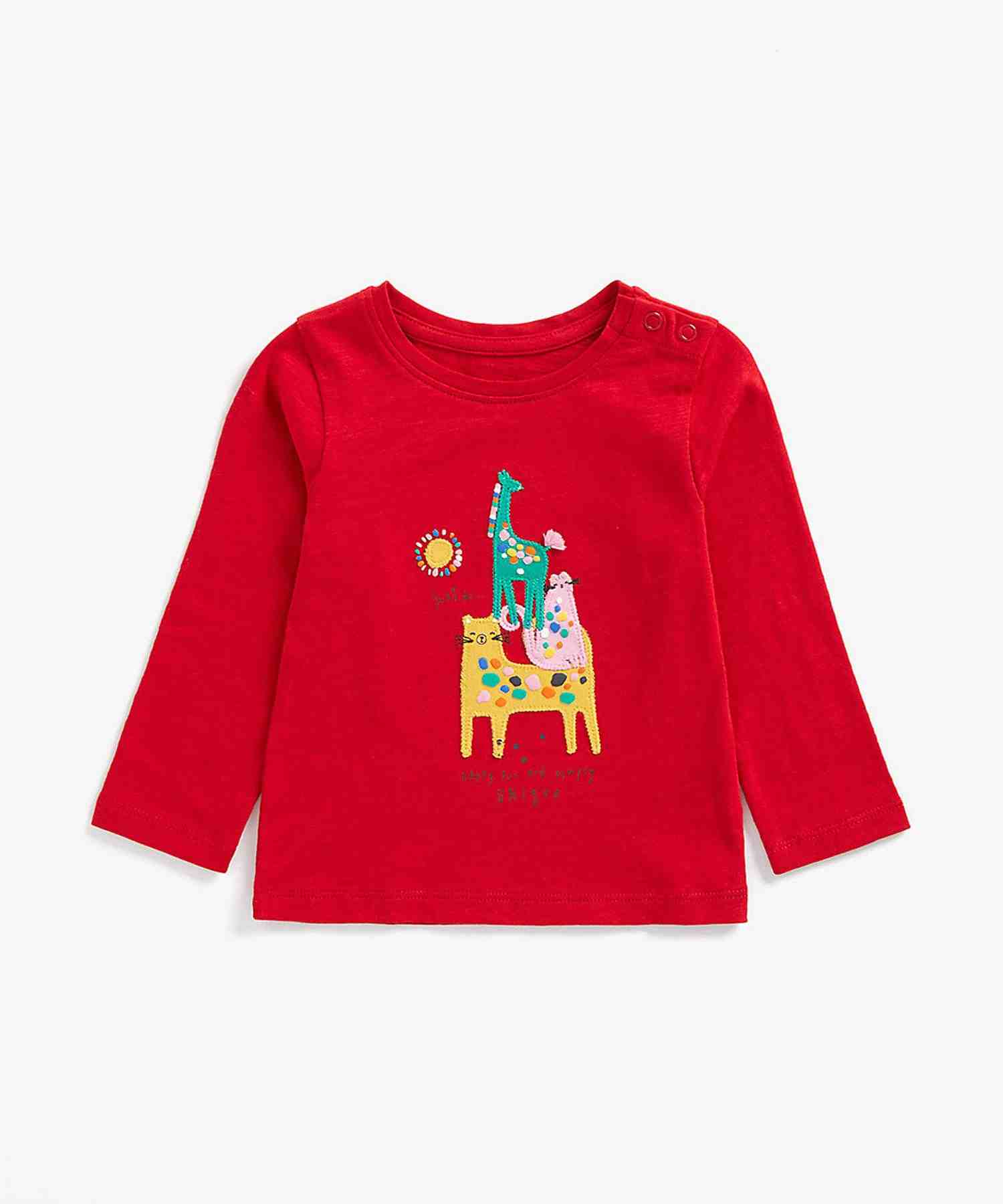 Mothercare Girls 100% Cotton Full Sleeves T-Shirt - Red