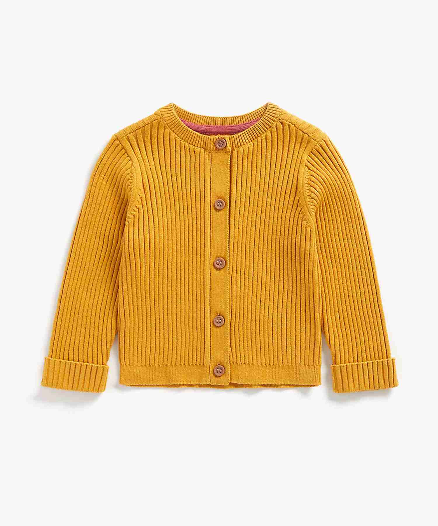 Mothercare Girls 100% Cotton Full Sleeves Sweater - Yellow