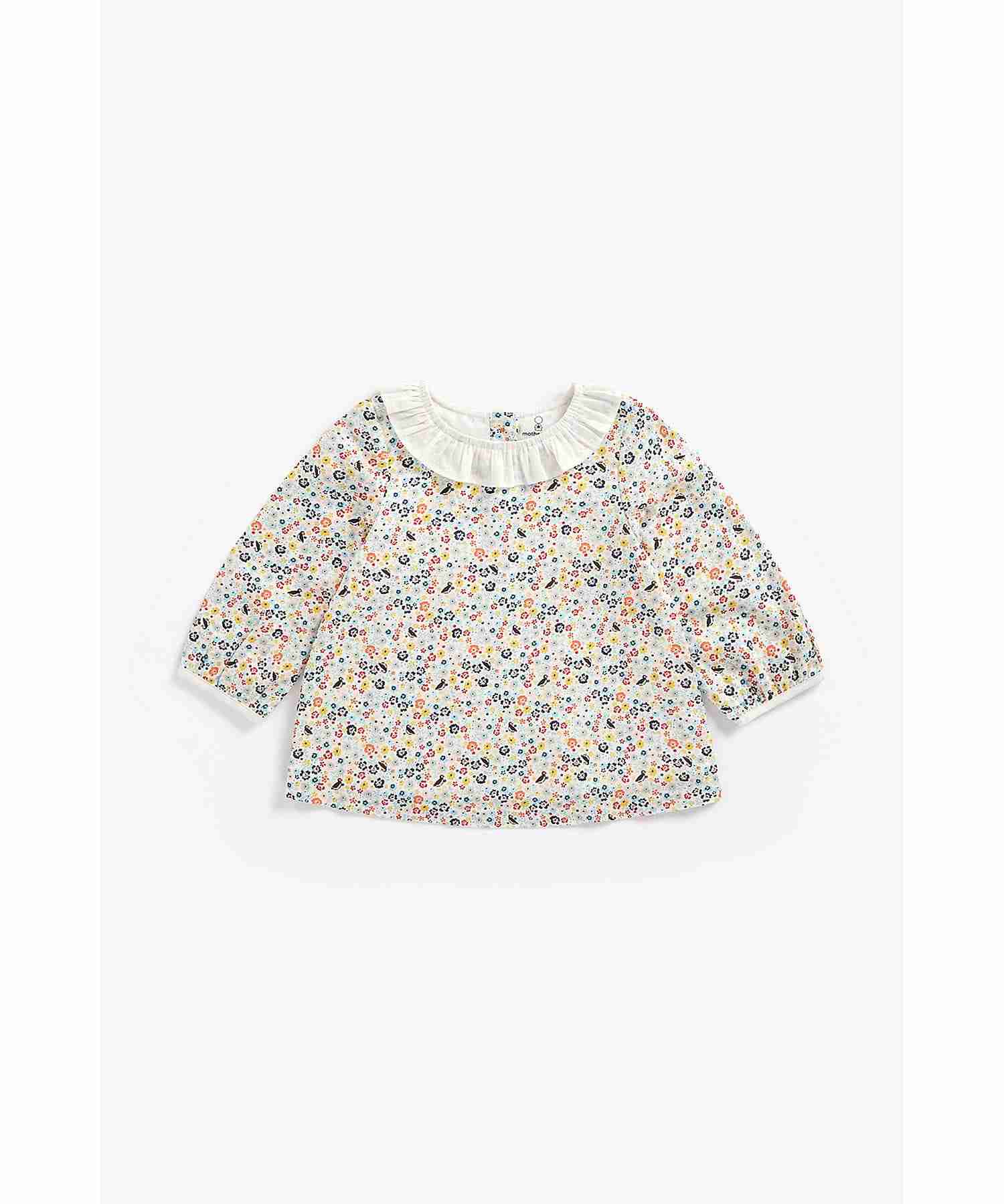 Girls Full Sleeves Top Floral Print - Multicolor