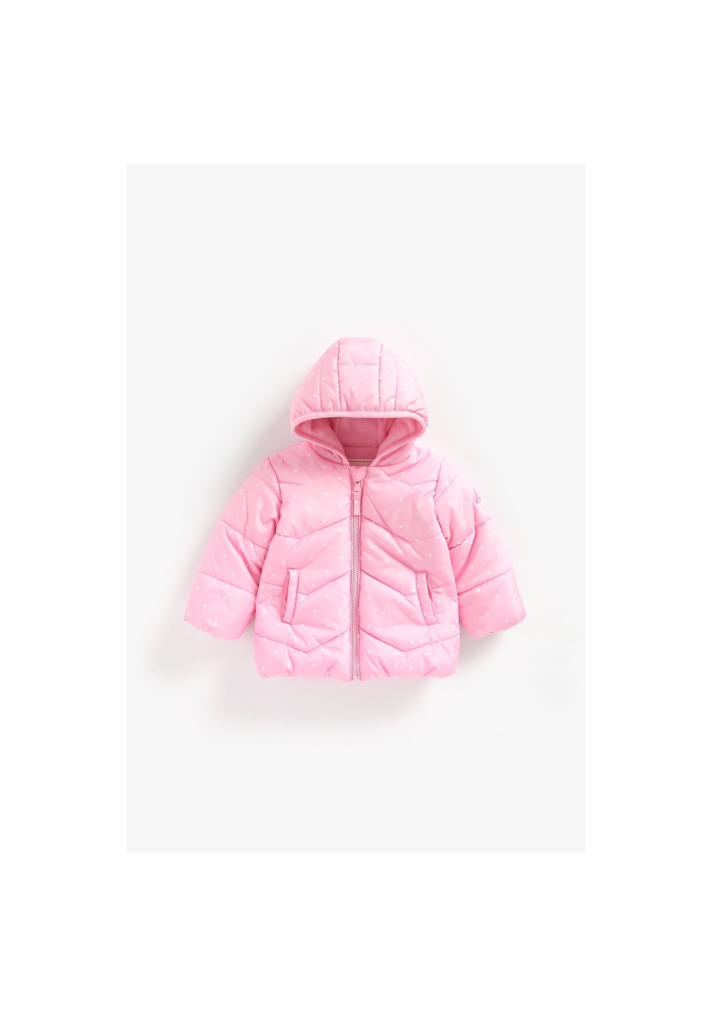 Mothercare | Girls Full Sleeves Fleece Lined Jacket Polka Dot Print - Pink 0