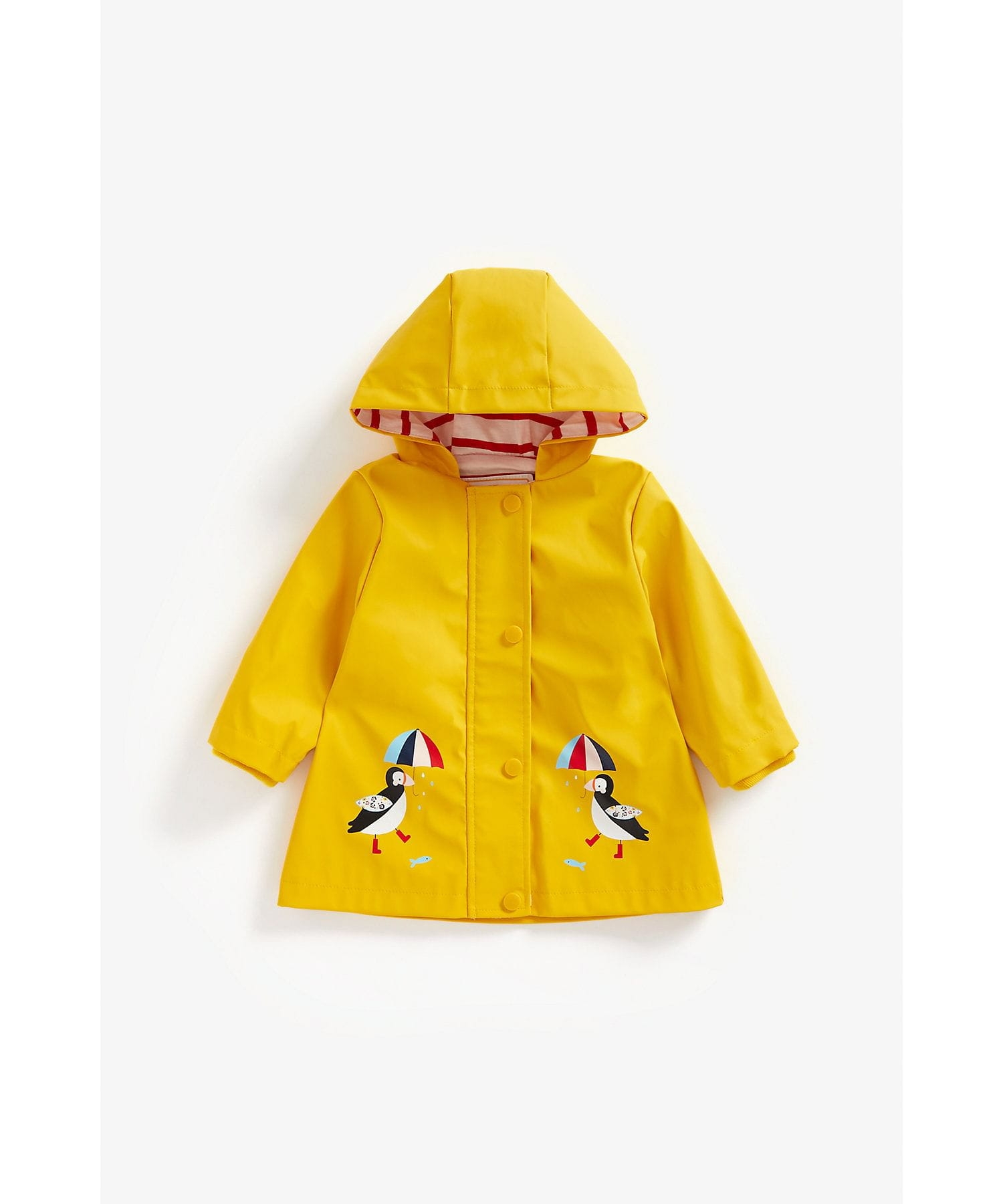 Mothercare | Girls Full Sleeves Rubberized Coat Penguin Print - Yellow 0