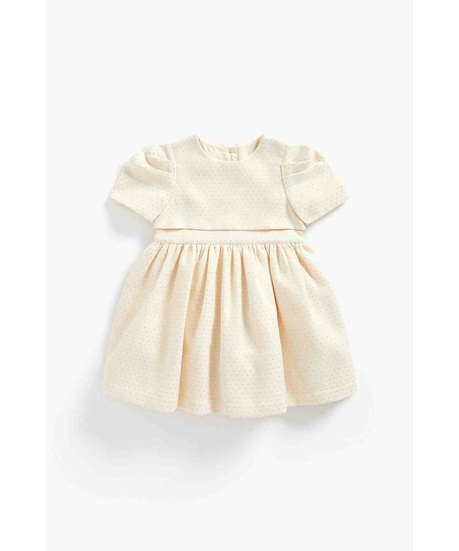 Mothercare Girls Half Sleeves Dress - Cream