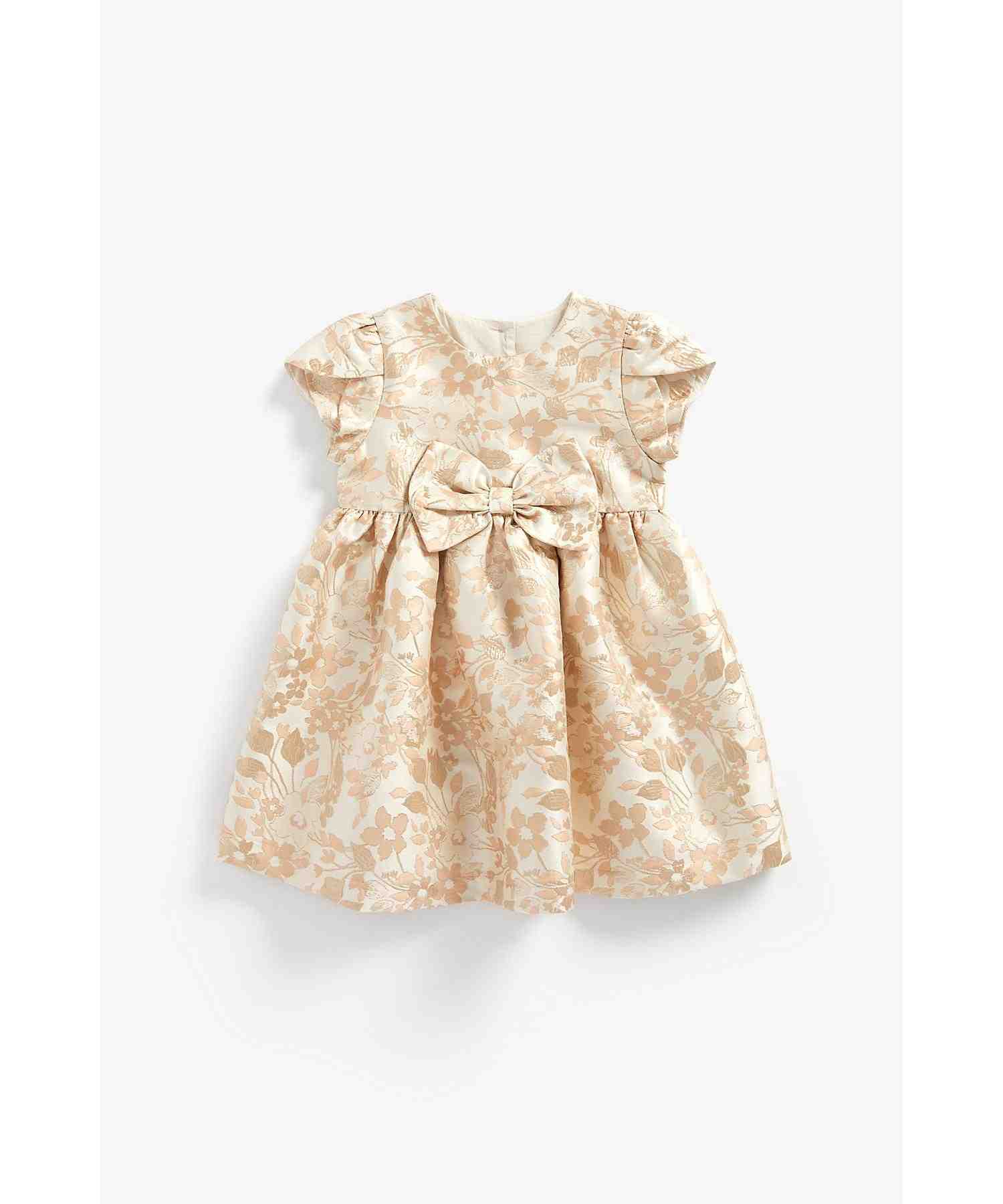 Mothercare Girls Half Sleeves Dress - Beige