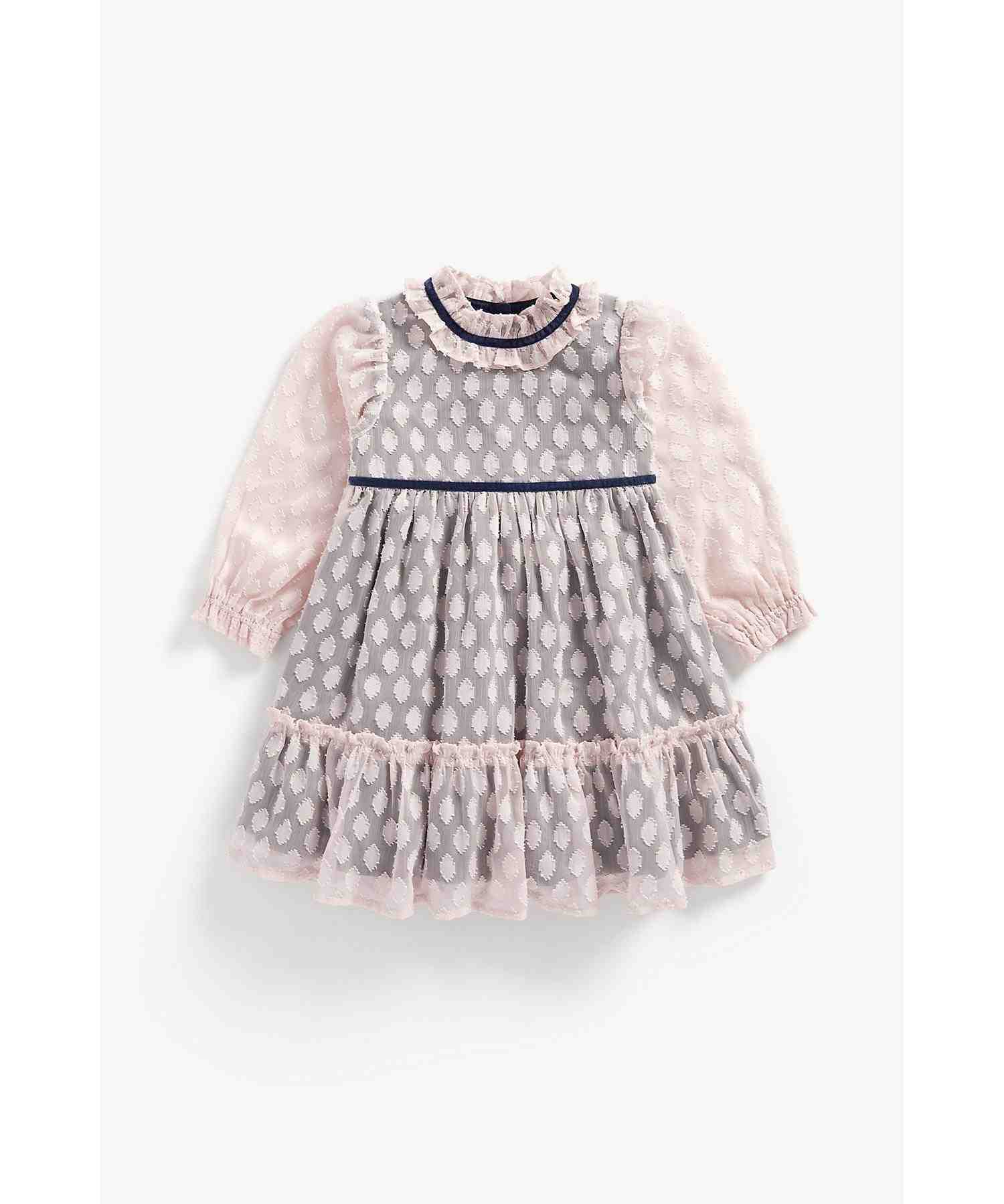 Mothercare Girls Full Sleeves Dress - Pink