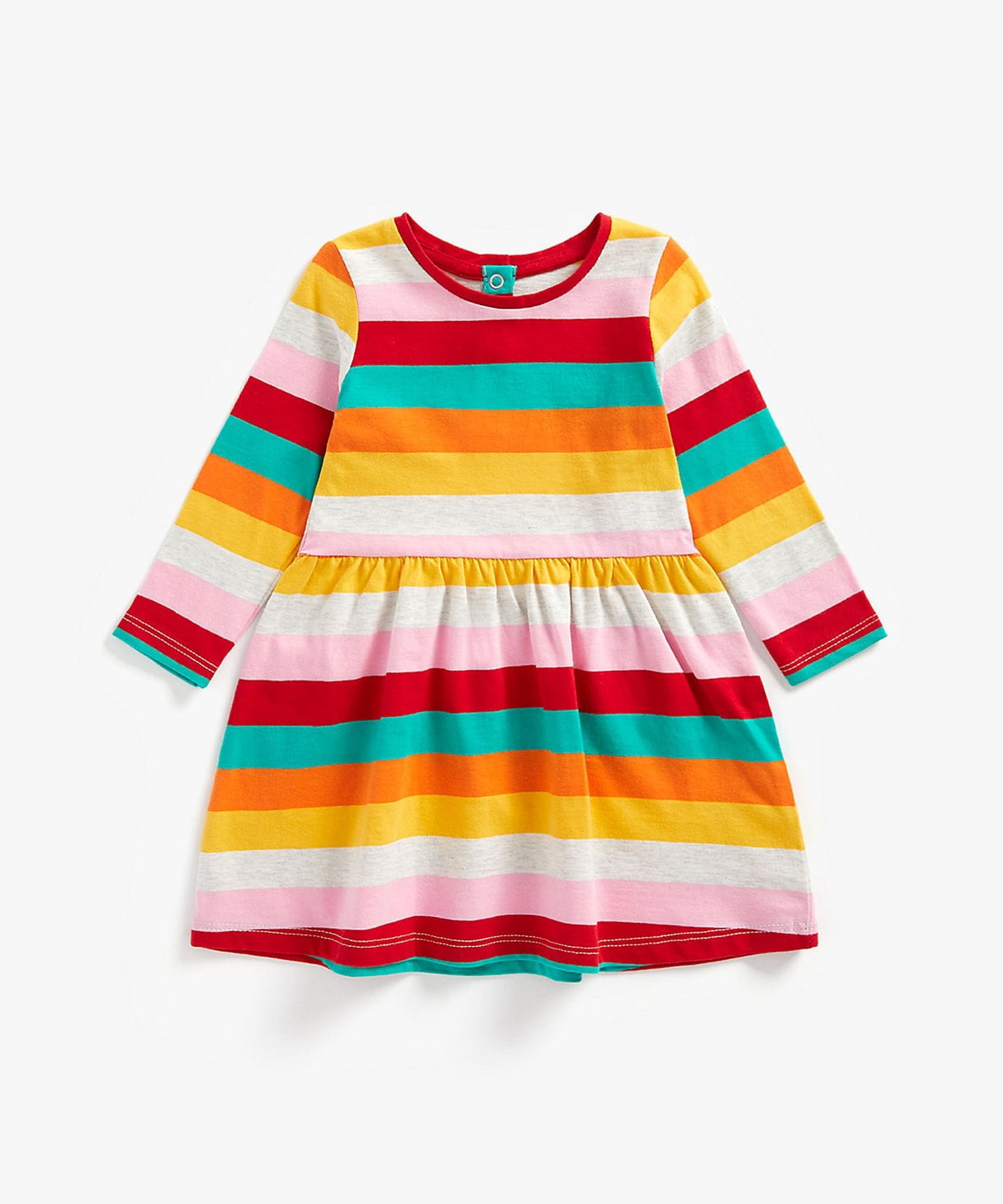 Mothercare | Girls Full Sleeves Dress Rainbow Stripes - Multicolor 0