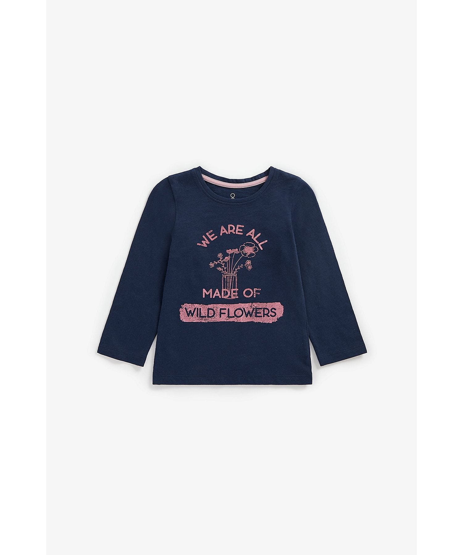 Mothercare | Girls Full Sleeves T-Shirt Slogan Print - Navy 0