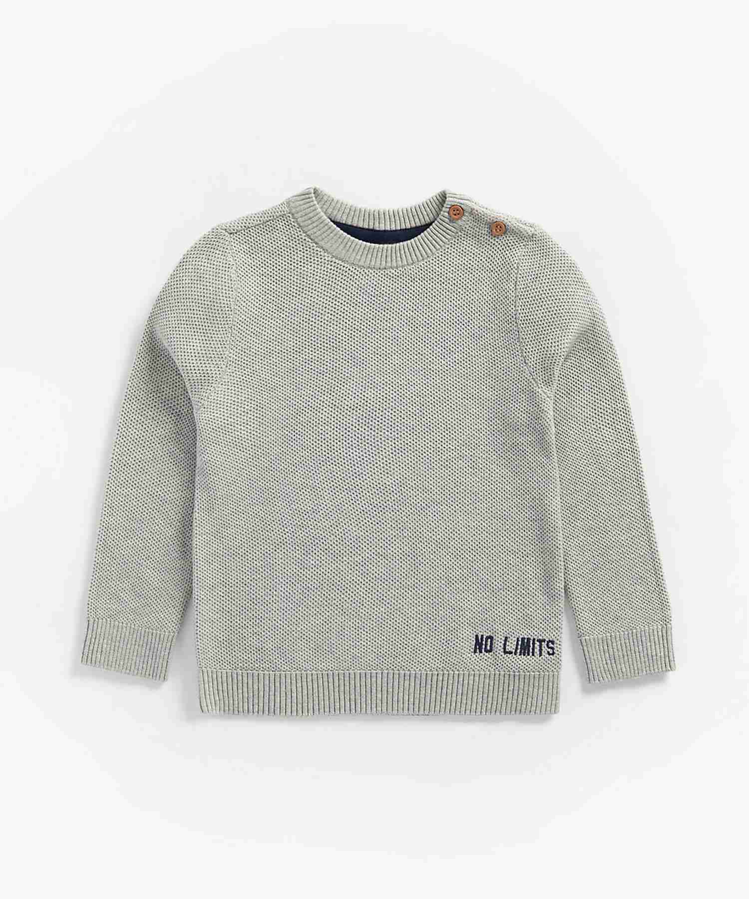 Mothercare Boys 100% Cotton Full Sleeves Sweater - Grey
