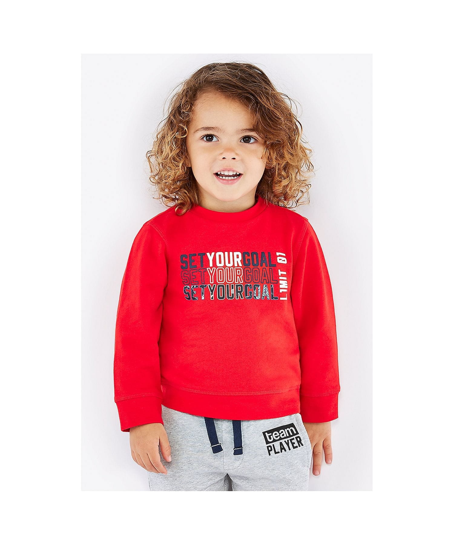 Mothercare | Boys Full Sleeves Sweat Top And Hoody Set Slogan Print - Multicolor 0