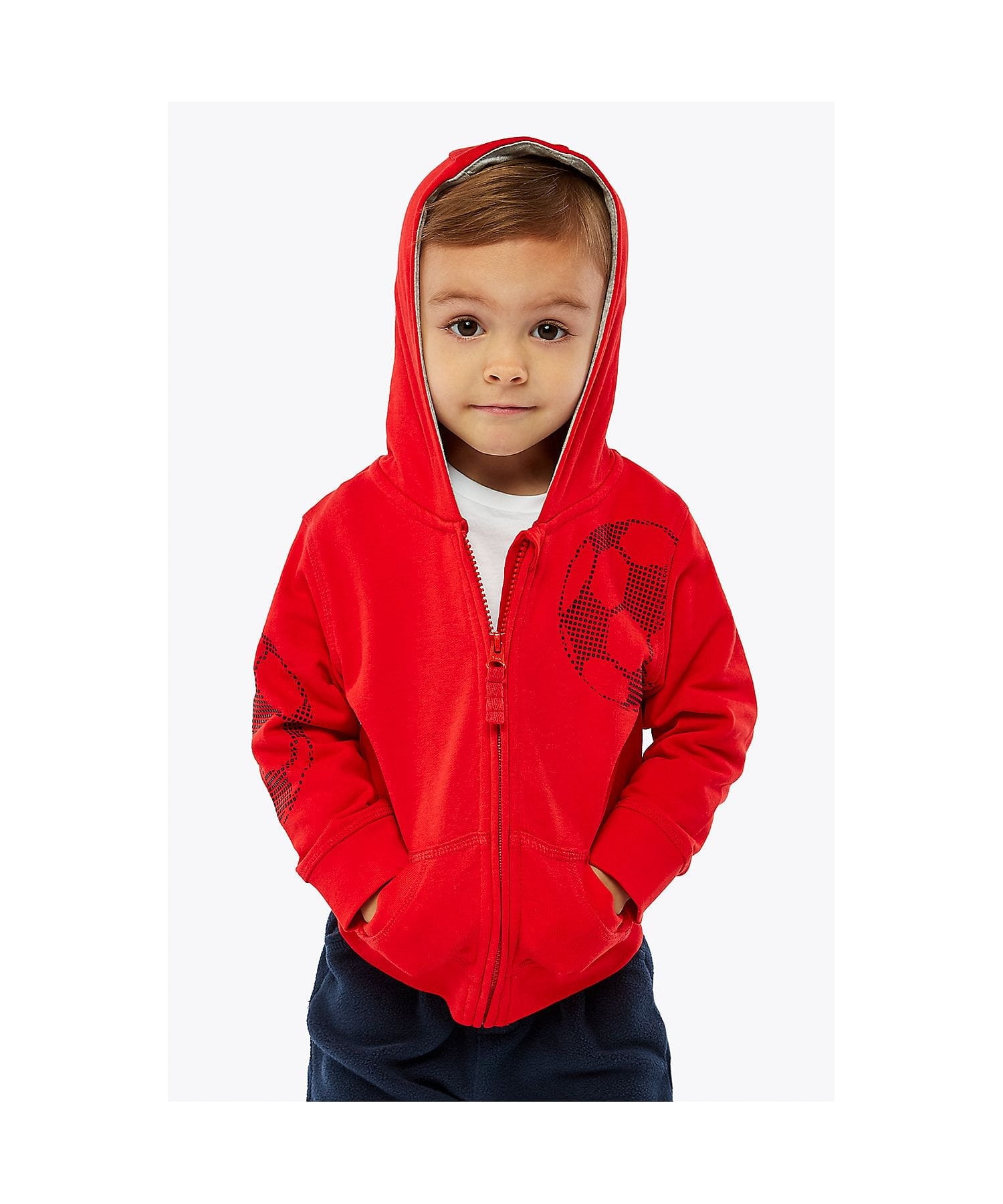 Mothercare | Boys Full Sleeves Hooded Sweatshirt Football Print - Red 0