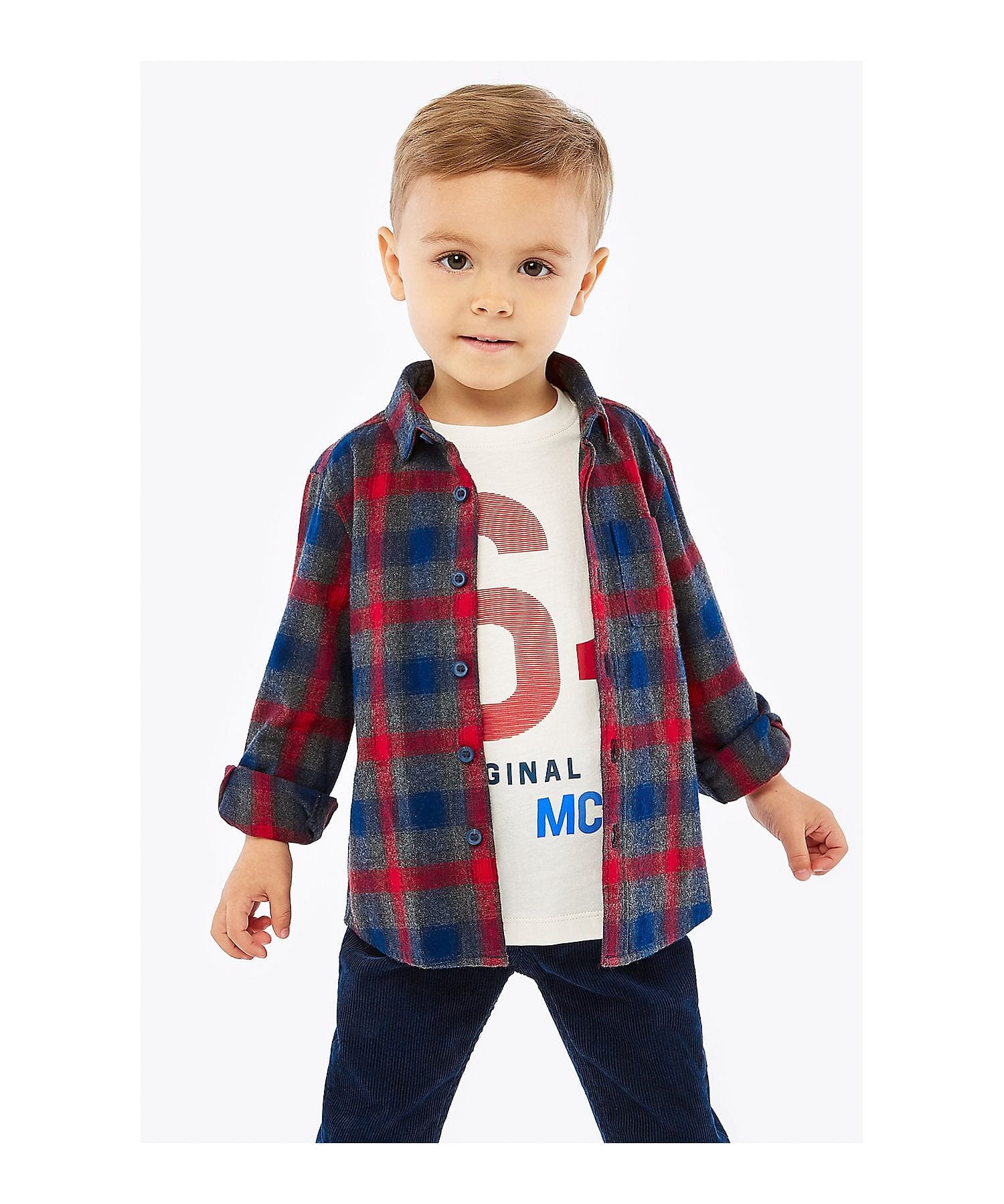 Mothercare | Boys Full Sleeves Check Shirt And Tee Set Printed - Multicolor 0