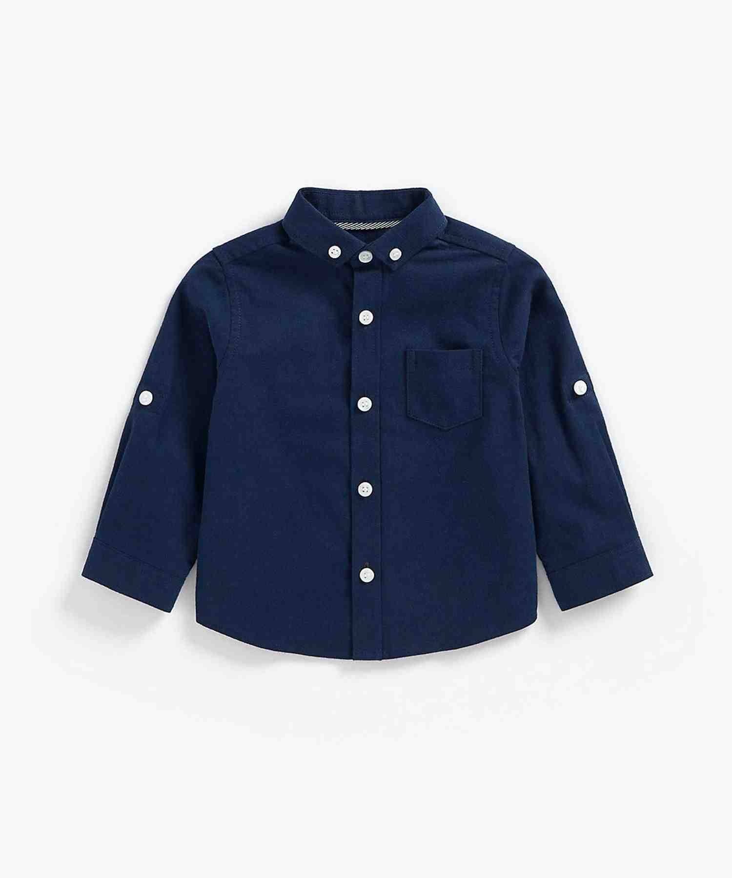 Mothercare Boys 100% Cotton Full Sleeves Shirts - Navy