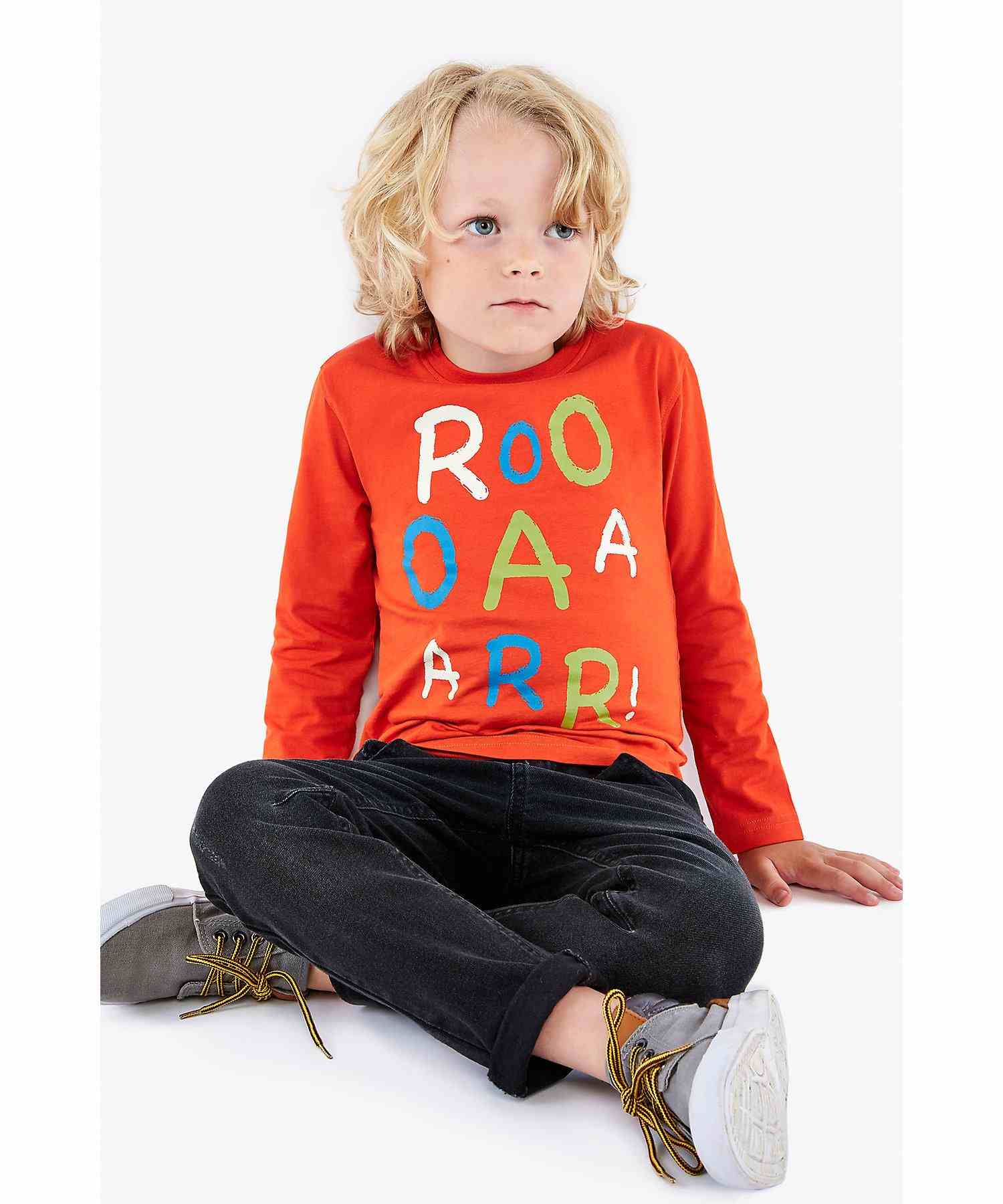 Mothercare Boys 100% Cotton Full Sleeves T-Shirt - Red