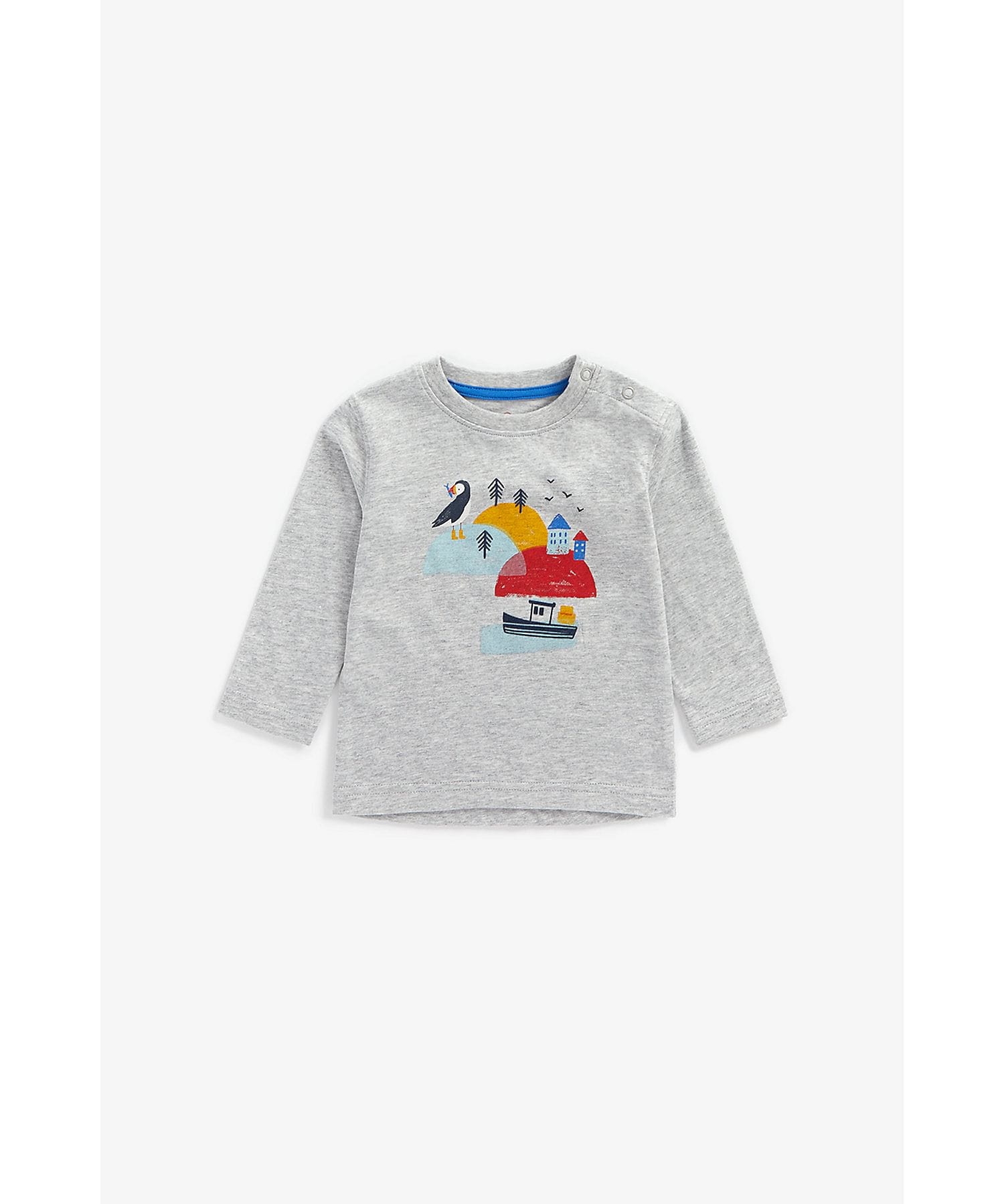 Mothercare | Boys Full Sleeves T-Shirt Bird Print - Grey 0