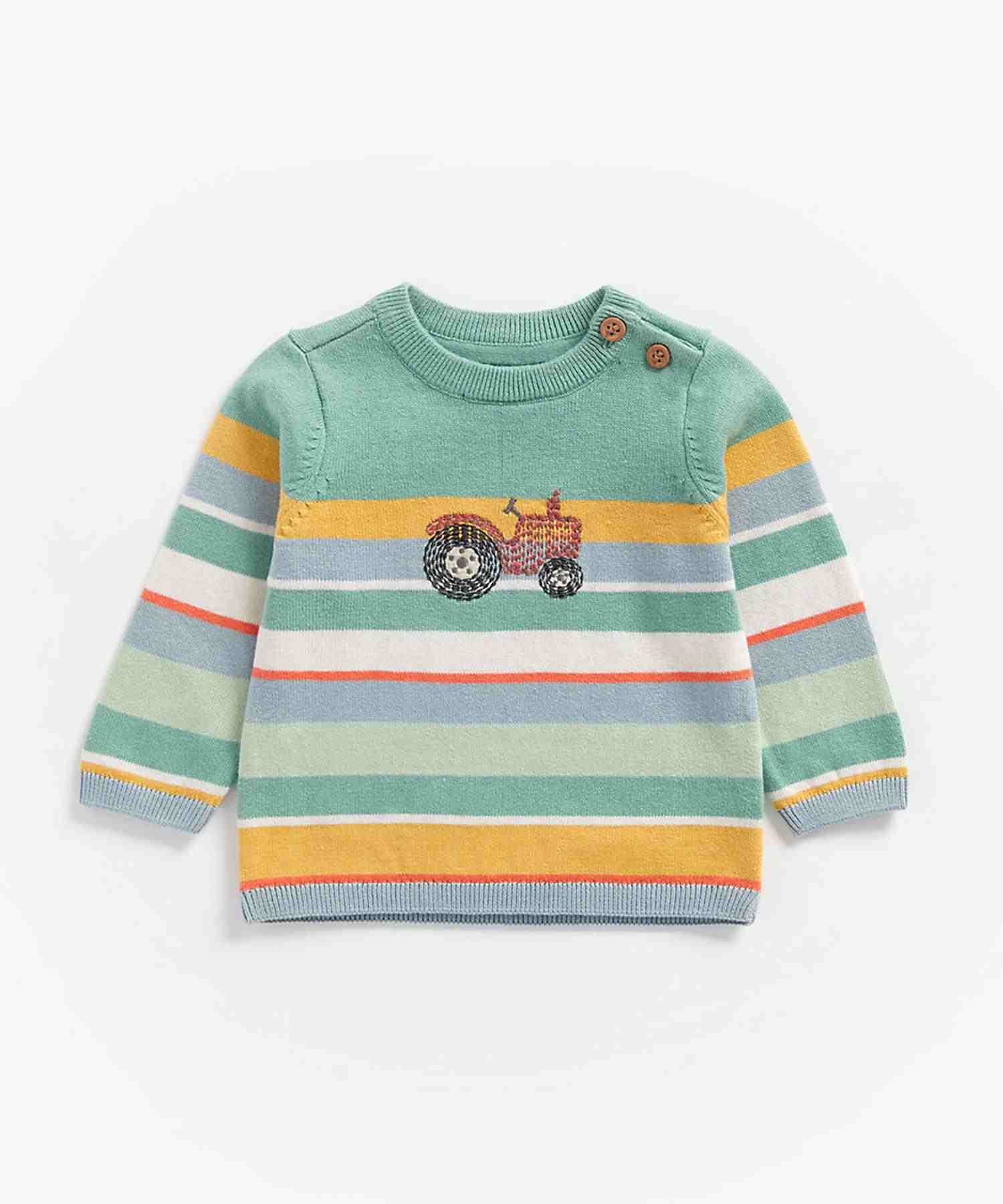 Mothercare Boys 100% Cotton Full Sleeves Sweater - Multicolor